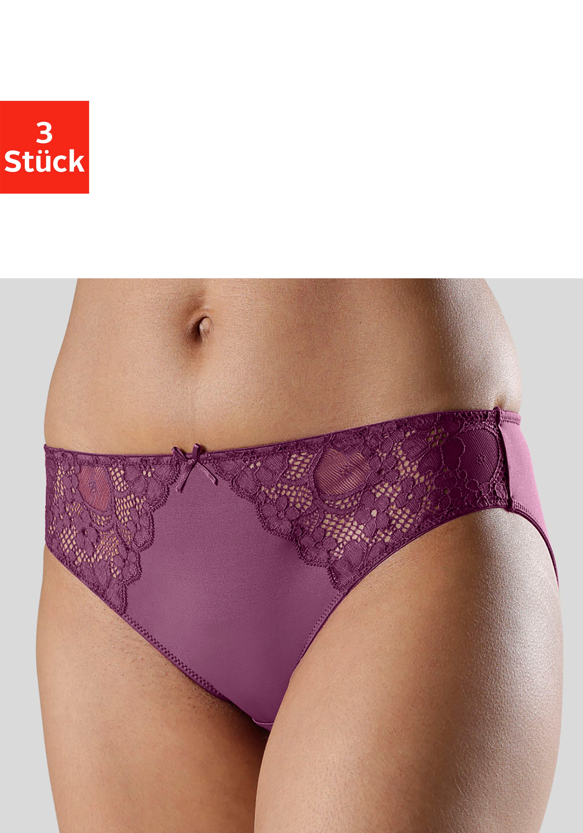 petite fleur Slip, (3 St.), mit leicht transparenter Jacquardspitze an den Seiten