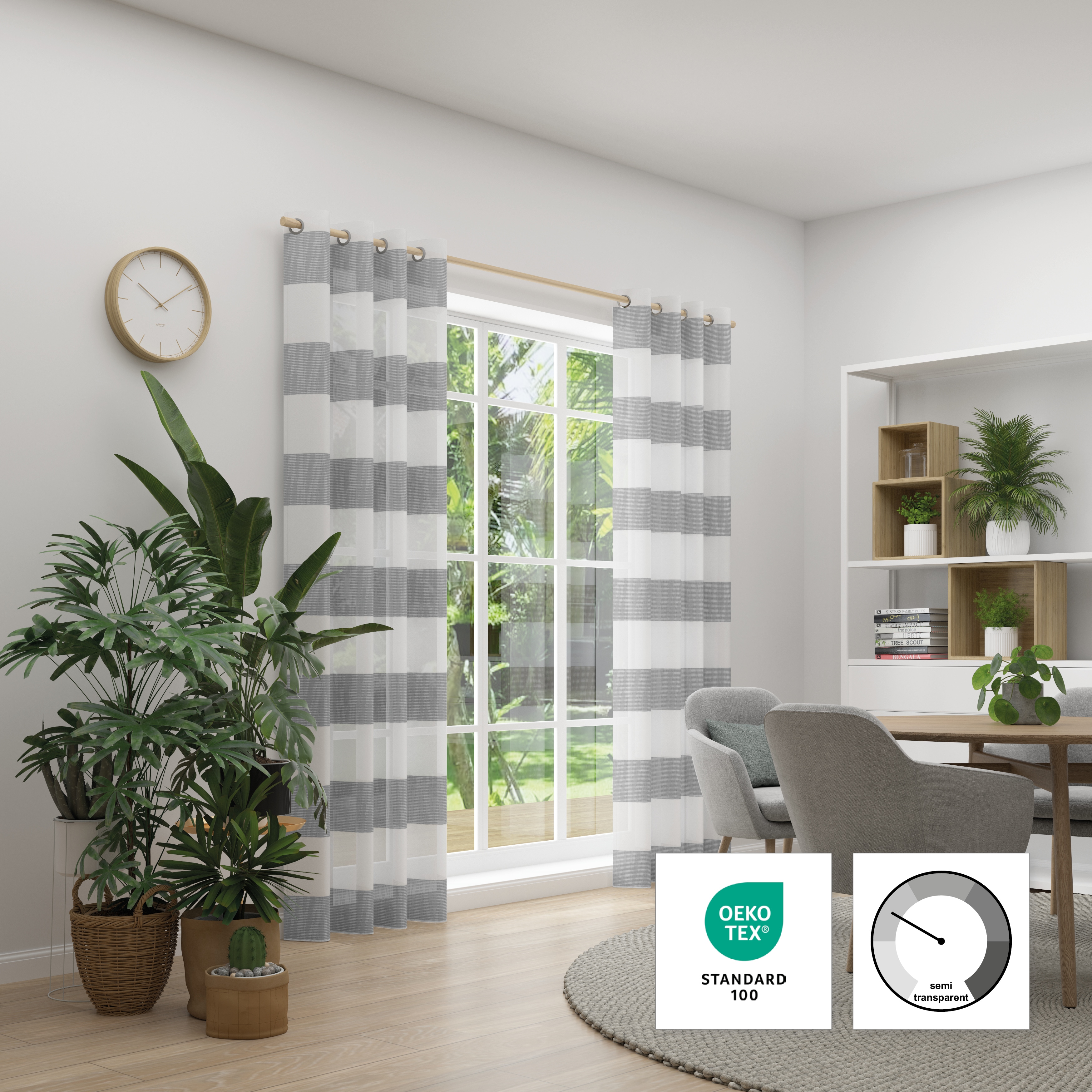 Neutex for you "RIVA" Ösen 1 Stk. tlg. Blockstreifen, grafisches Linienmotiv