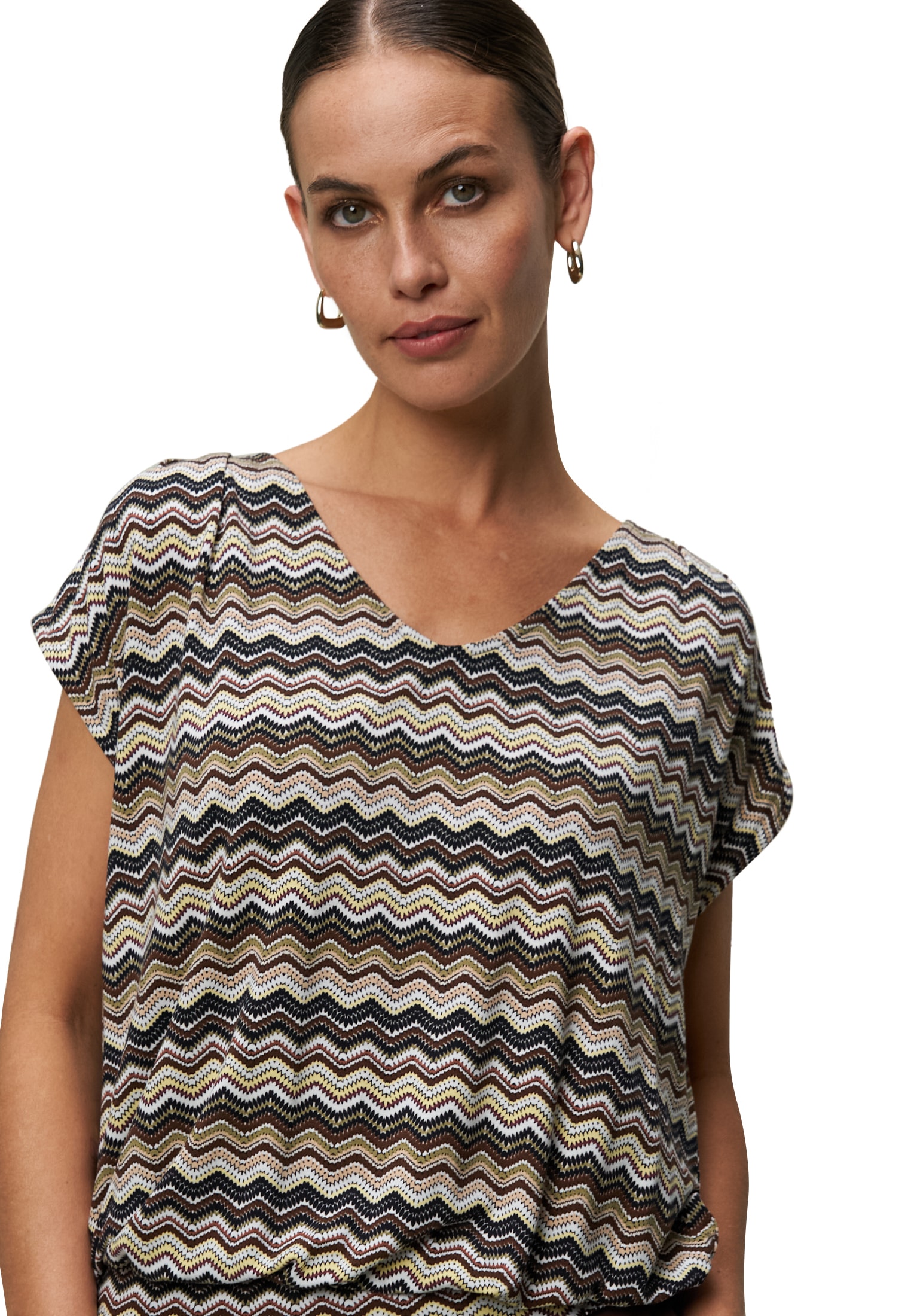 Zero Kurzarmshirt »zero Shirt mit Zickzackmuster«, (1 tlg.), Plain/ohne Details