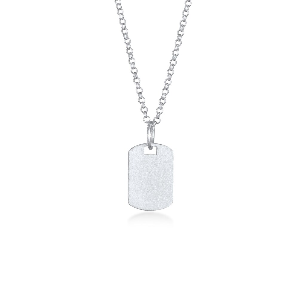 Kuzzoi Kette mit Anhänger »Herren Dog Tag Military Platte Brushed 925 Silber«