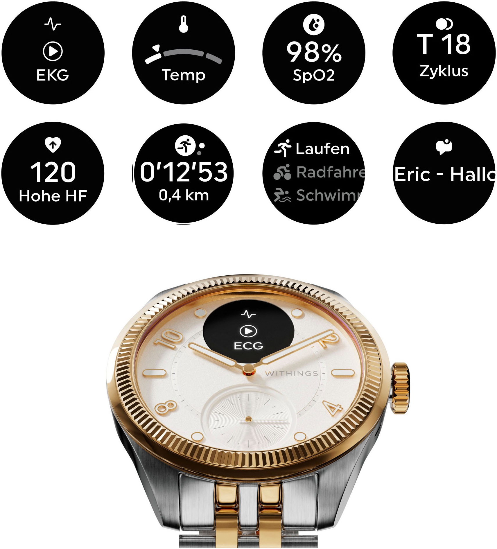 Withings Smartwatch »ScanWatch Nova Brilliant Edition 39mm«, (1.6 cm / 0.63 Zoll),)