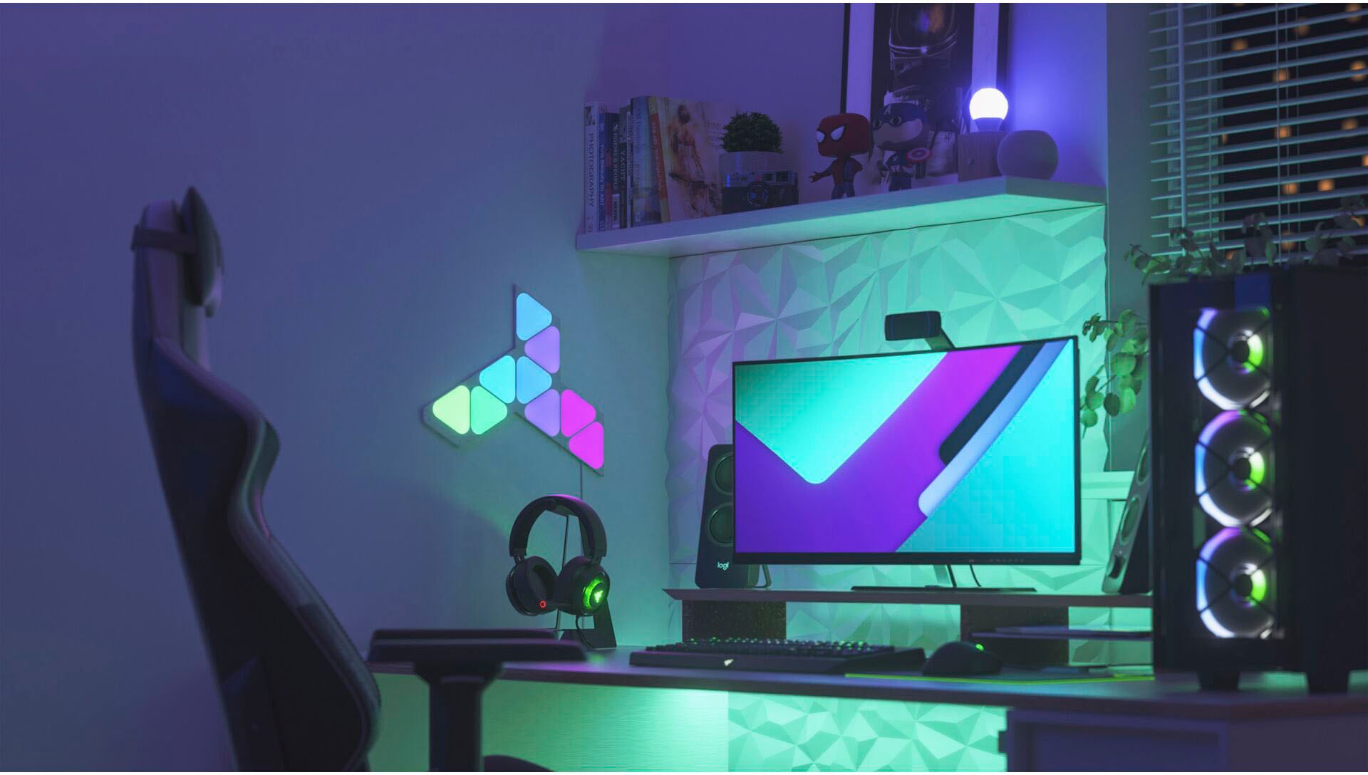 nanoleaf Dekolicht »Nanoleaf Shapes Triangles Mini Starter Kit - 9PK«, Starter Kit - 9 PK, Modulares Stecksystem, Smarte Technologie