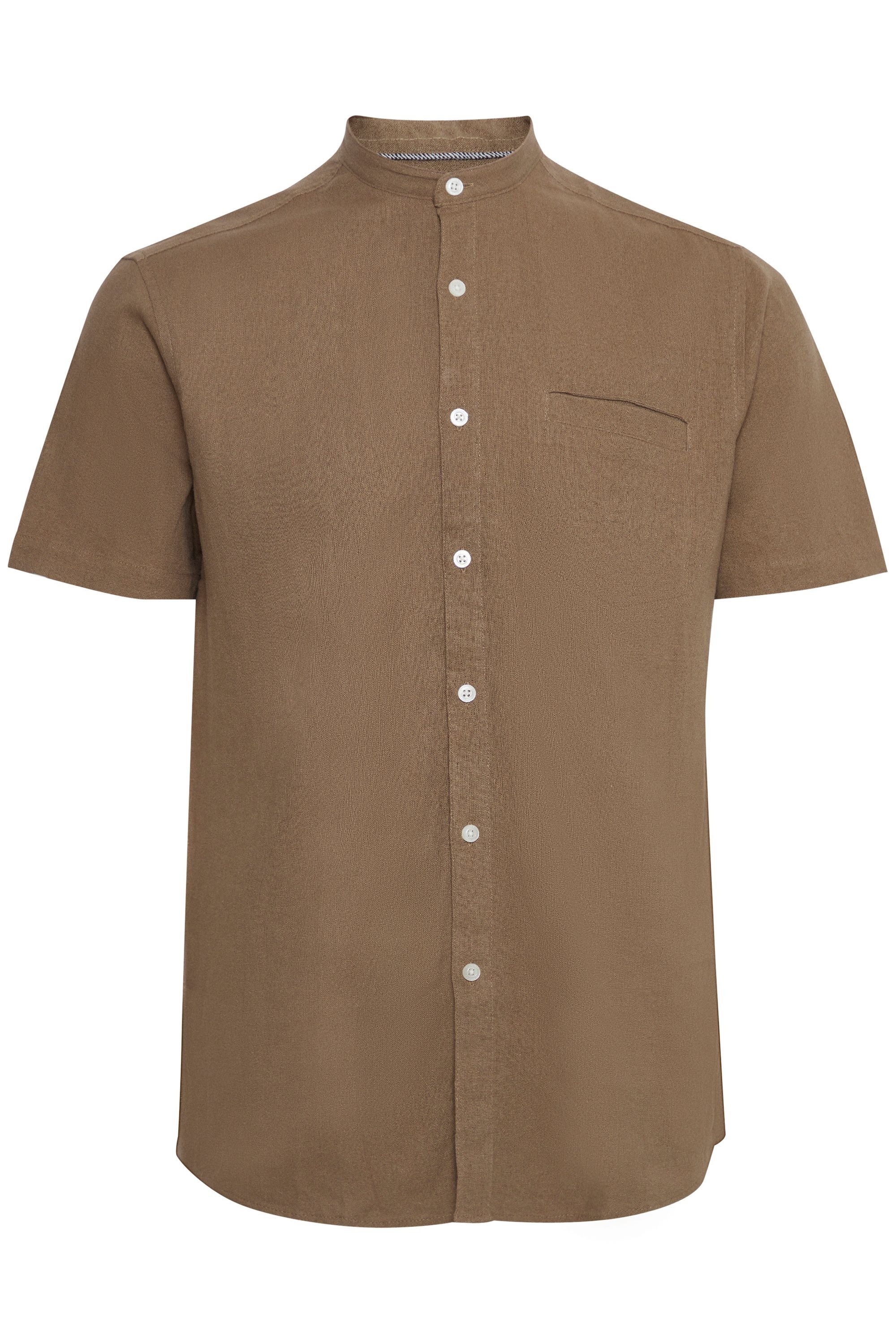 Kurzarmshirt 11 PROJECT "Kurzarmhemd PROcke", Herren, Gr. XXL, braun (shitake), Obermaterial: 58% Leinen LI. 42% Viskose CV., Hemden