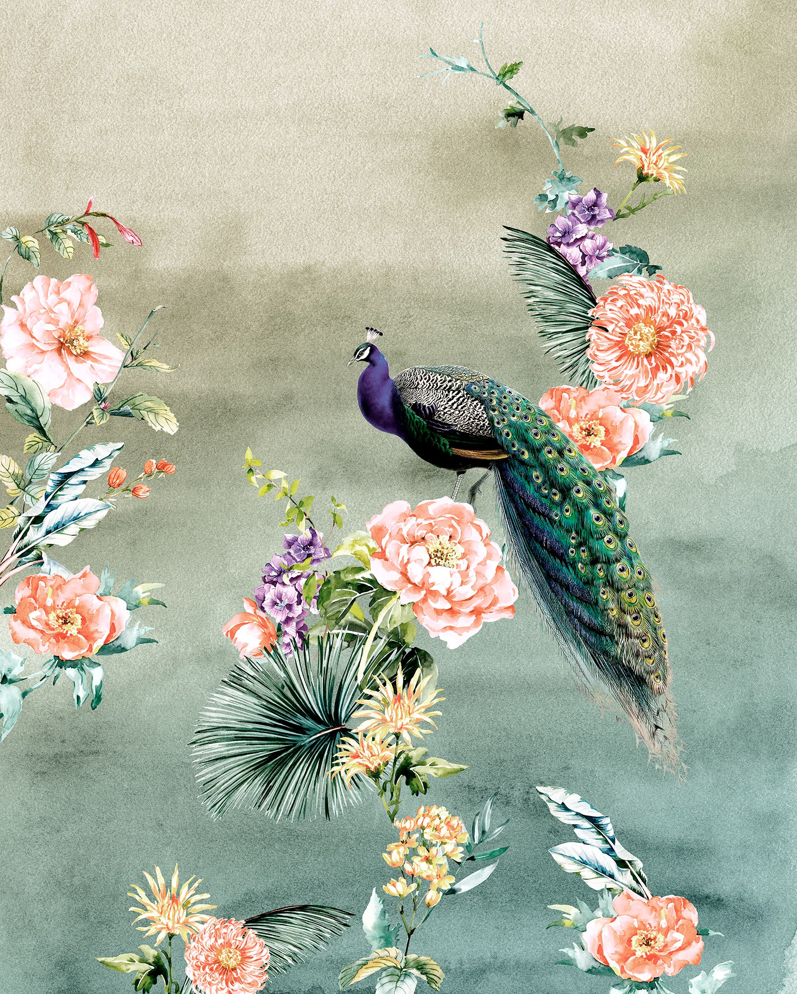 Komar Fototapete »Vlies Fototapete - Pfau - Größe 200 x 250 cm« Motiv | bedruckt glatt