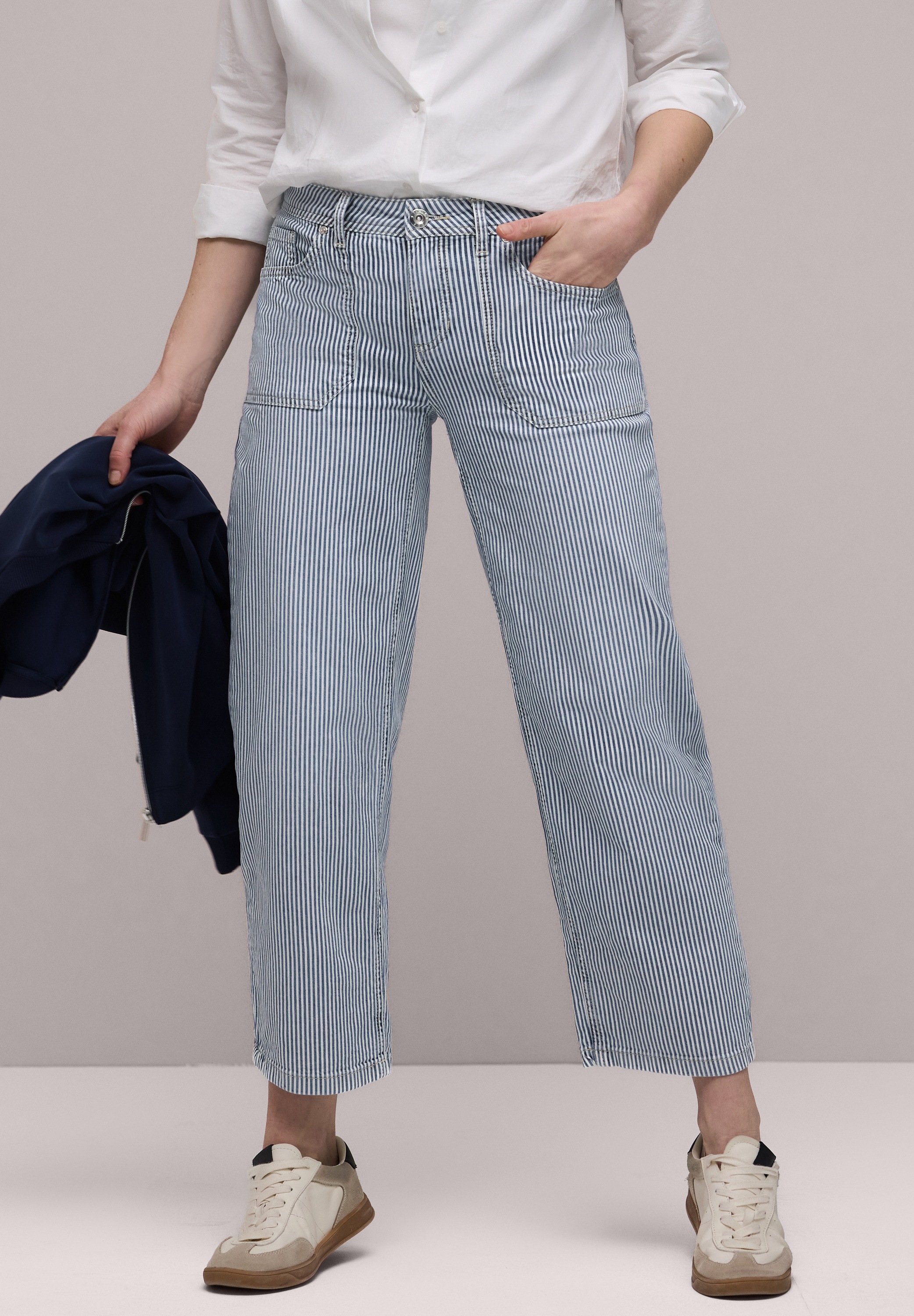 Comfort-fit-Jeans STREET ONE, Damen, Gr. 28, Länge 28, indigo striped wash, Jeans, 97% Baumwolle, 3% Elasthan, unifarben, knöchelfrei, Jeans, Middle Waist 2