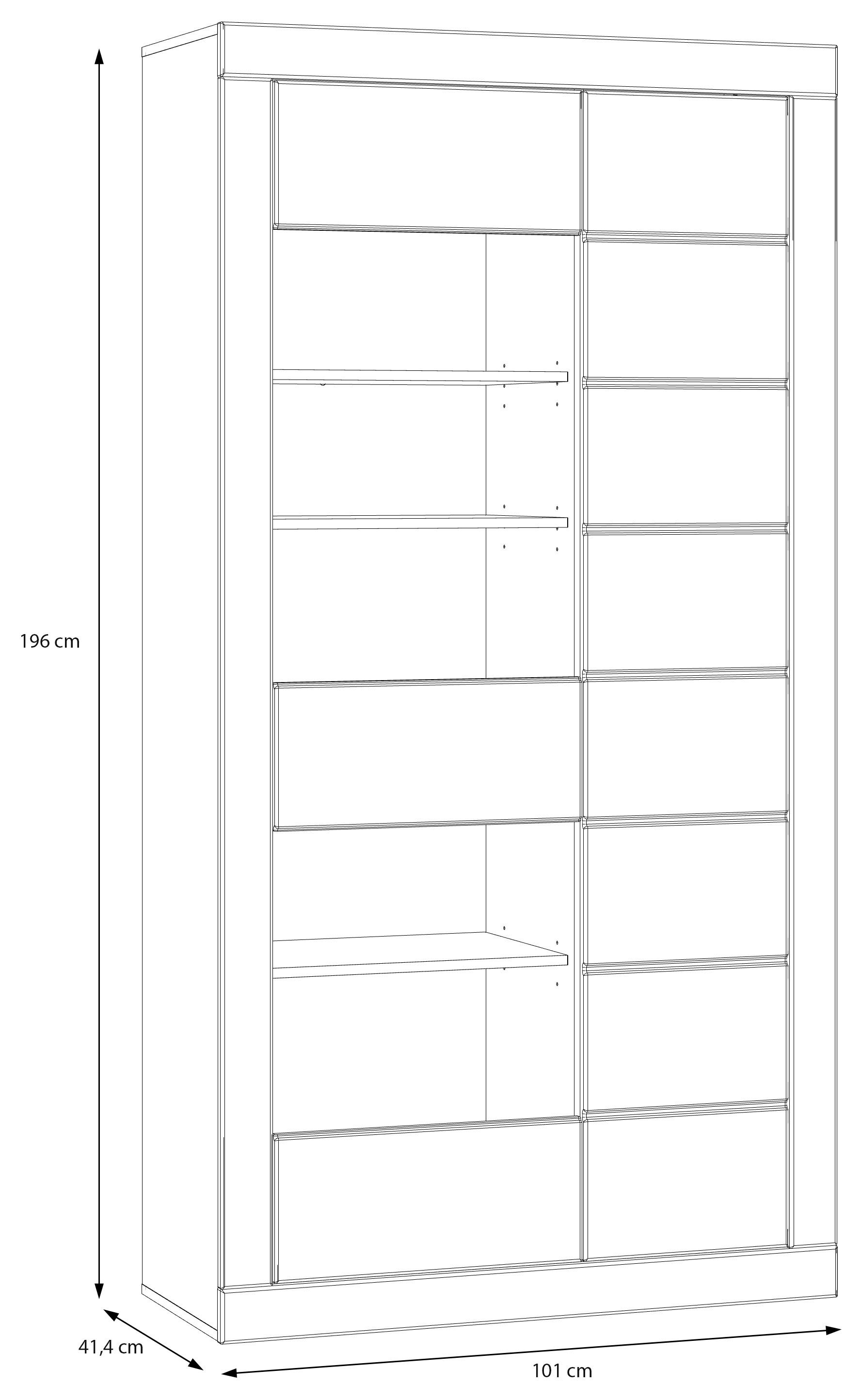 FORTE Vitrine »Lefkadas, Breite 101cm, Höhe 196cm«, Highboardvitrine, grifflose Front, breite Rahmenoptik mit Glaseinsatz