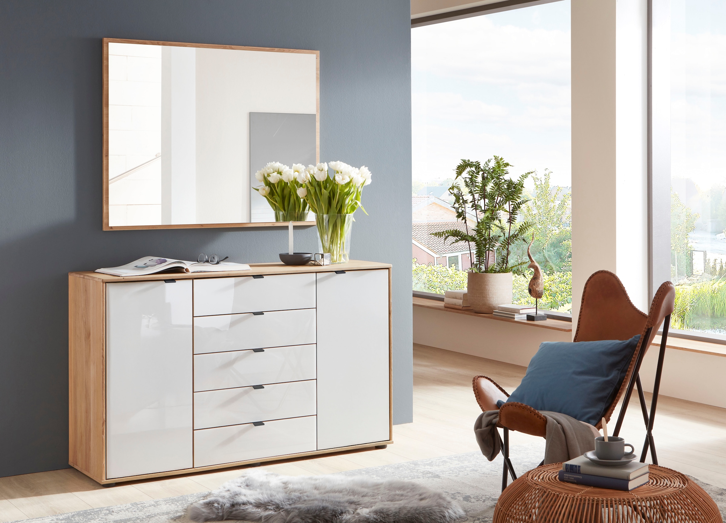 WIEMANN Kombikommode »Cardiff Sideboard, Wäscheschrank, teilmassiv Erle, mit Schubladen« Kommode 141x86x43 cm, braun, mit Dämpfung, MADE IN GERMANY,  verschiedenen Ausführungen, inklusive Einlegeboden