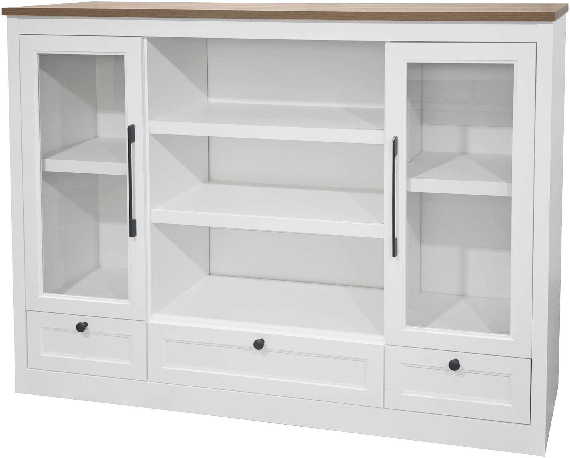 OTTO home Highboard »Ismund«, aus MDF, mit Holz-Zierleiste, schwarzen Metallgriffen, Höhe 121 cm