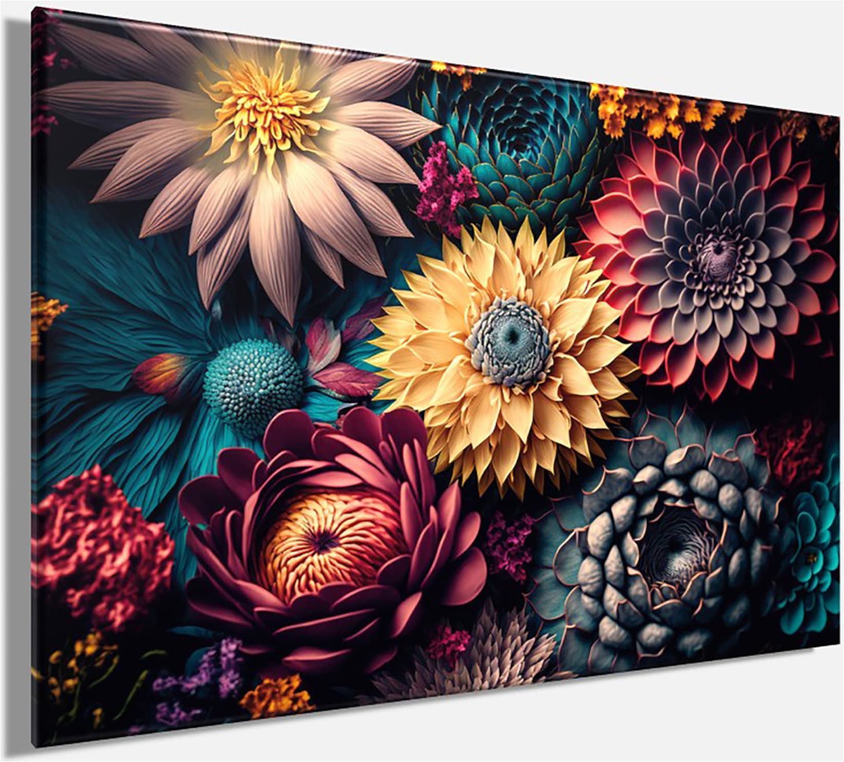 Bönninghoff Leinwandbild »Wandbild BUNTE BLUMEN 60x90 cm – Leinwandbild Keilrahmen Deko modern« Blumen 1 Stk. tlg. auf Keilrahmen gespannt