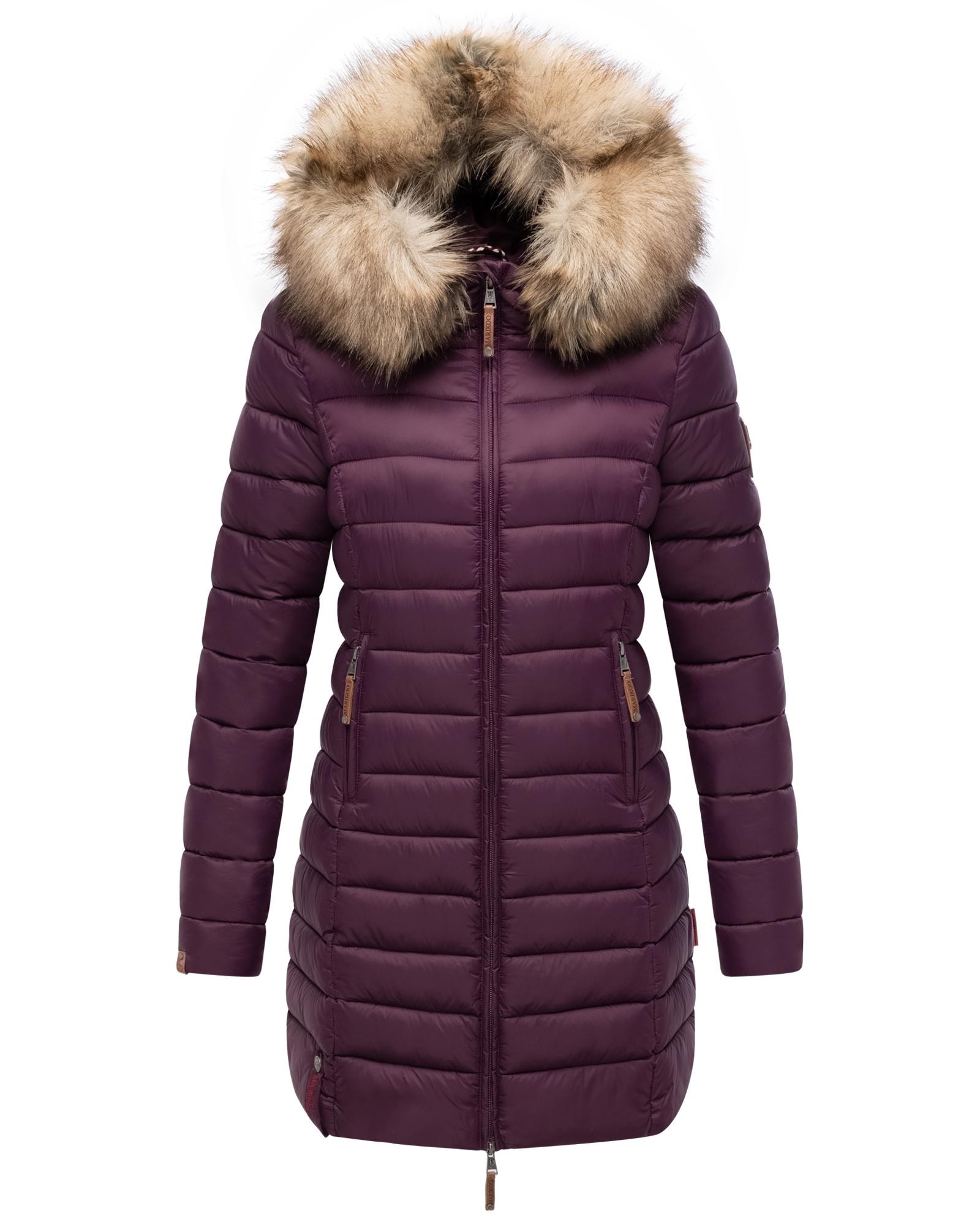 Marikoo Steppmantel »Rose-Stepp« zeitloser Winterparka mit großer Kunstfellkapuze