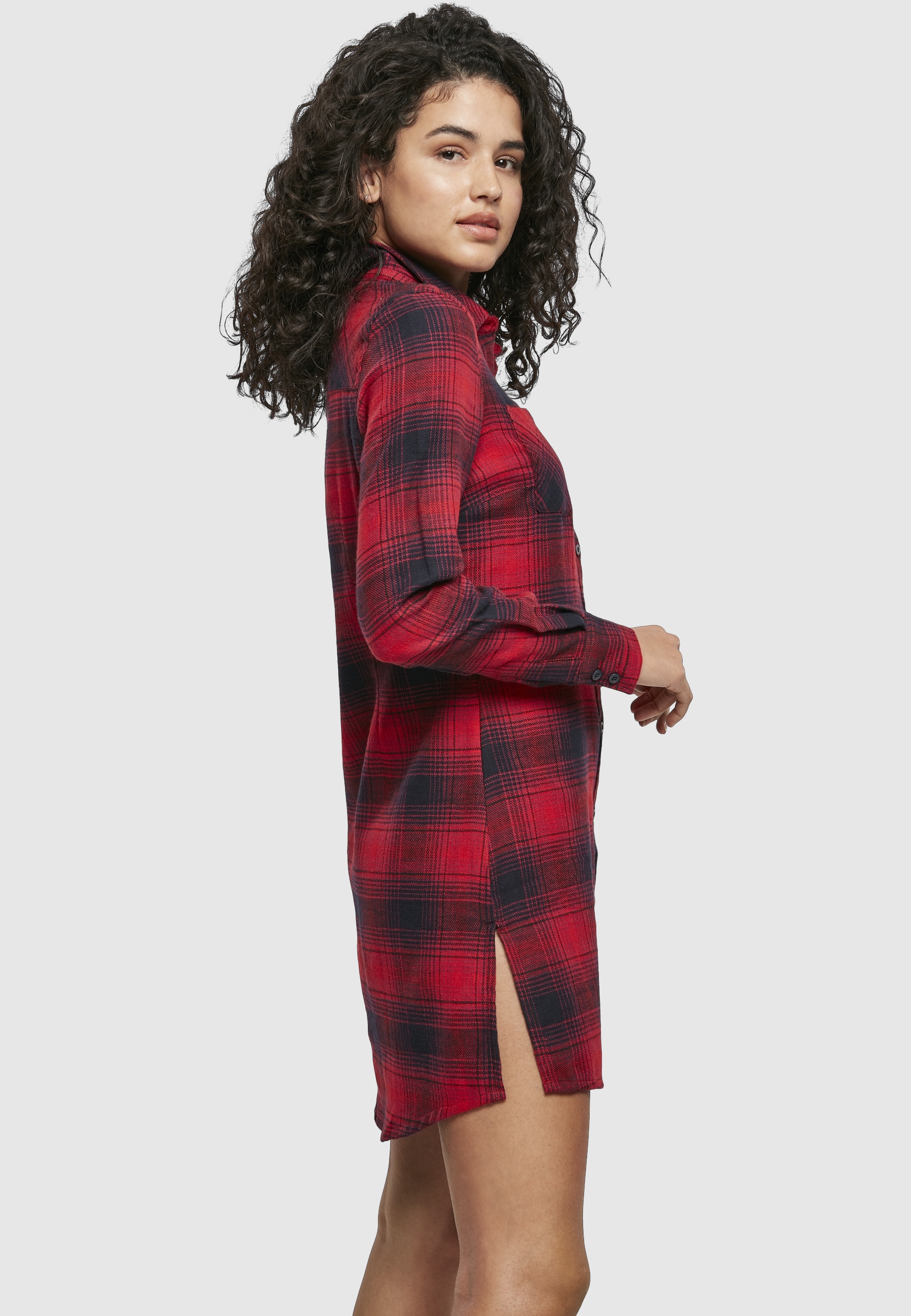 URBAN CLASSICS Shirtkleid »Urban Classics Damen Ladies Check Shirt Dress« 1 Stk. tlg.