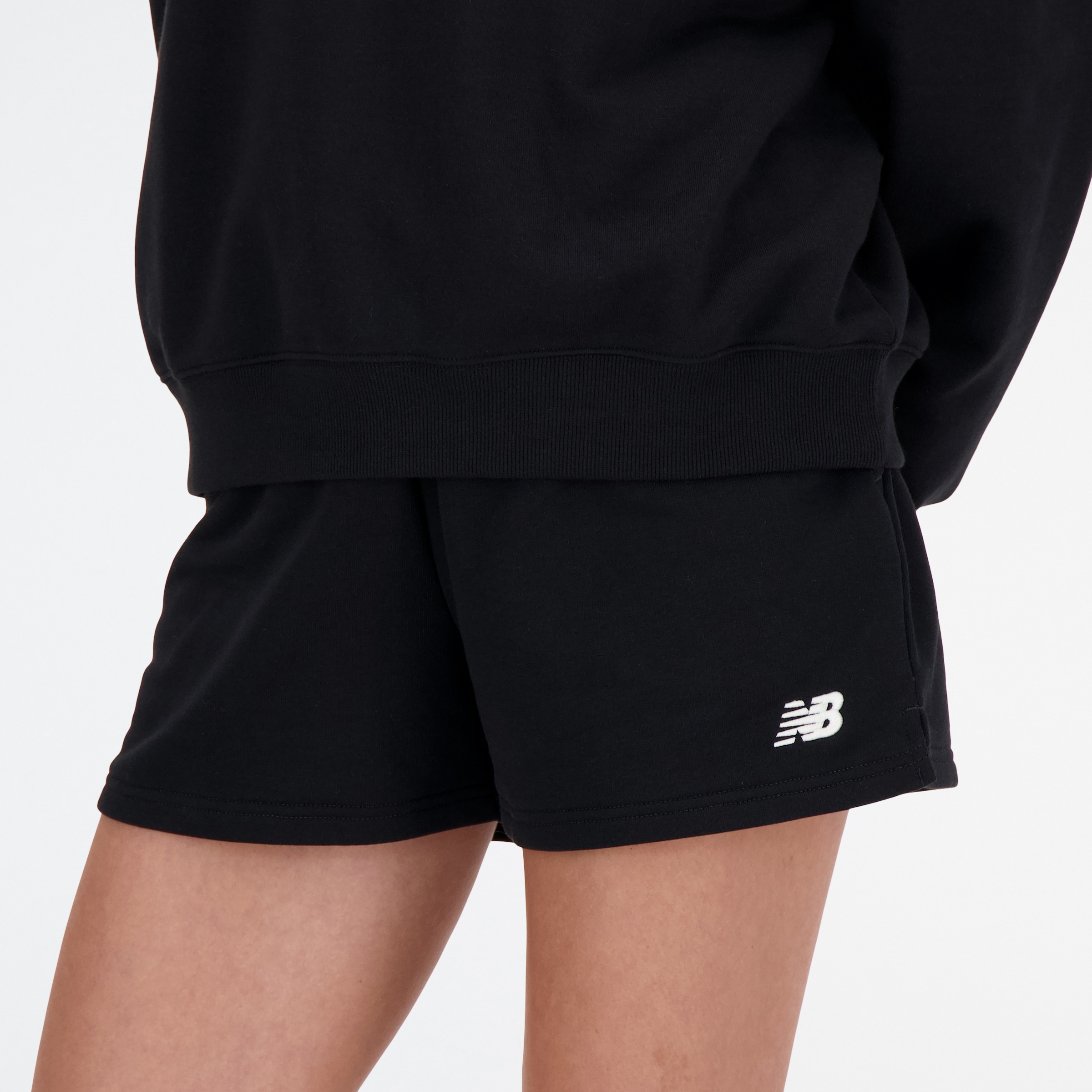 Shorts NEW BALANCE "Sport Essentials French Terry Short", Damen, Gr. XXL, N-Gr, schwarz (schwarz (001)), Obermaterial: 60% Baumwolle, 40% Polyester, Hosen Shorts, atmungsaktiv, lockere Passform 3