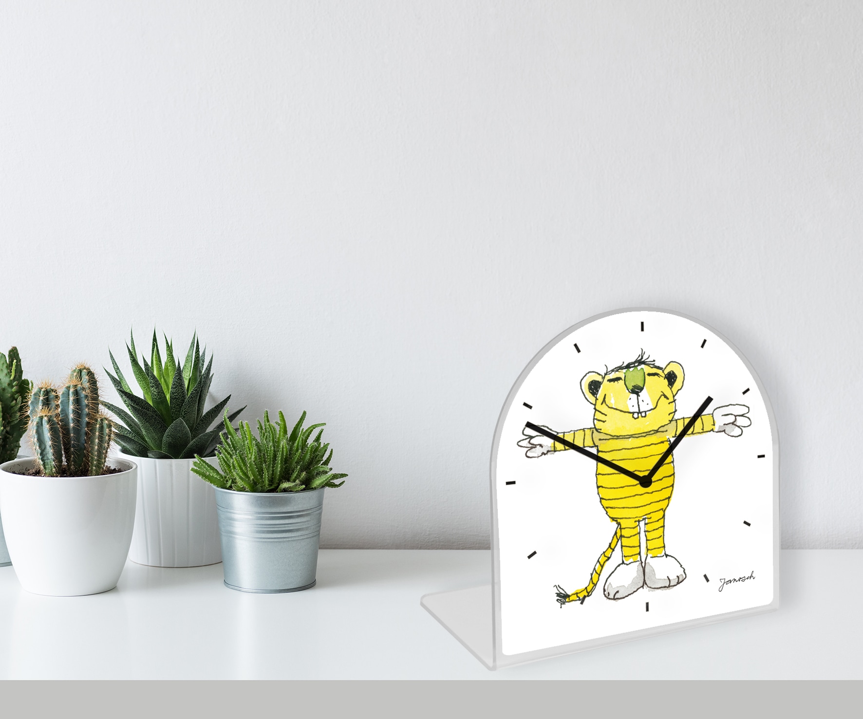 LuckyLinde Tischuhr "Der kleine Tiger Janosch" Tischuhr aus Acrylglas, Uhr, günstig online kaufen