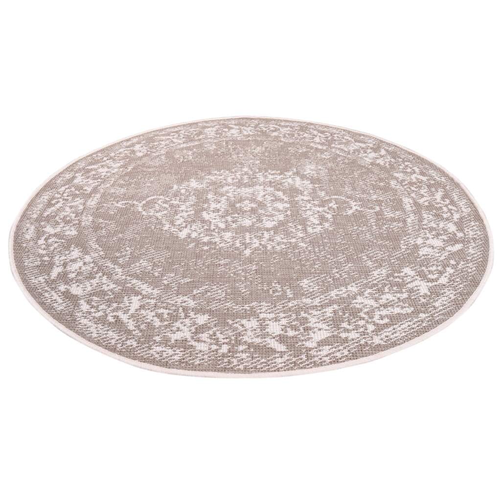 Carpet City Outdoorteppich »DUO RUG 5577«, rund, 5 mm Höhe, Wendeteppich Wetterfest In- & Outdoor, Balkon, Terrasse, Wohnzimmer