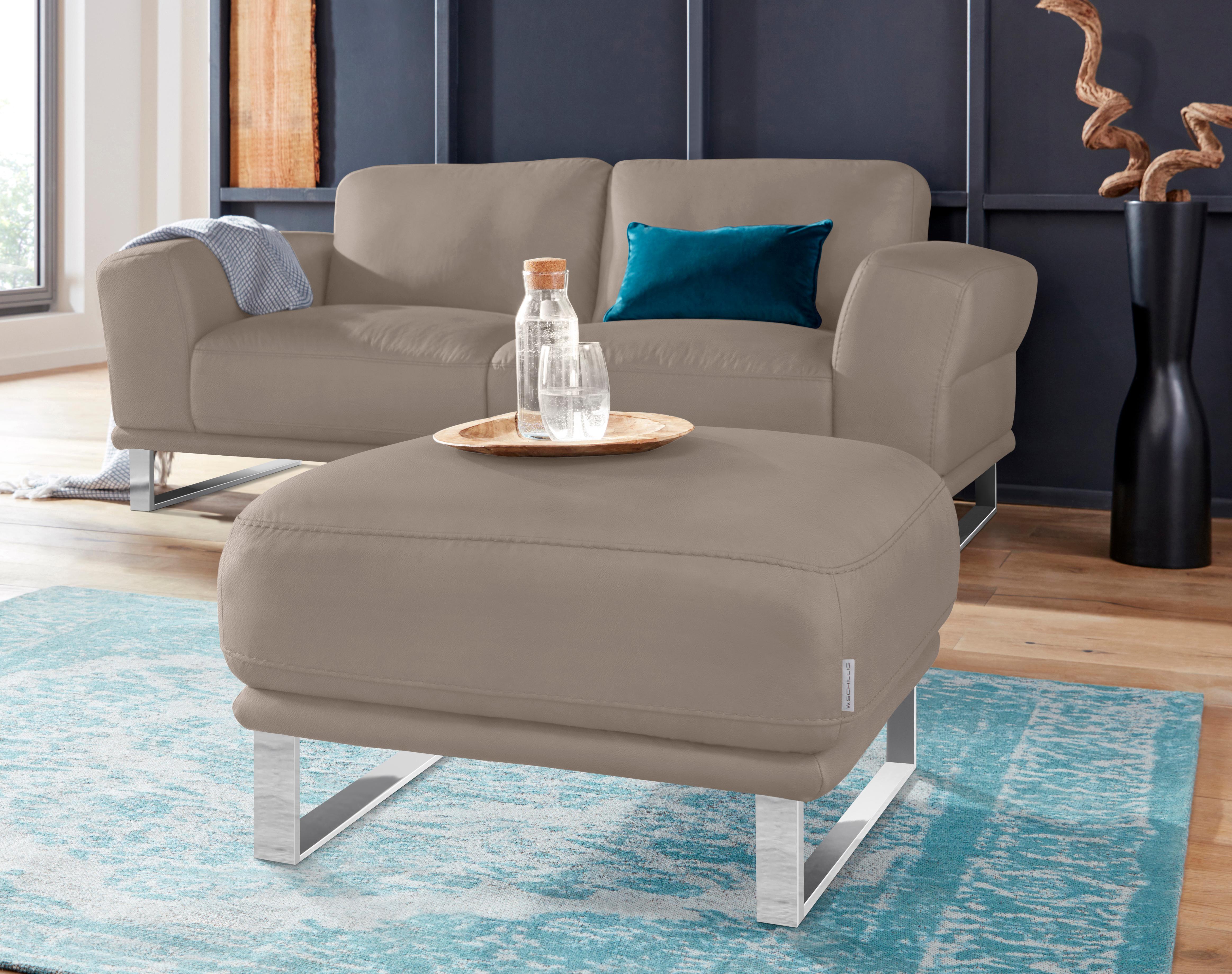 W.SCHILLIG Hocker "montanaa" mit Metallkufen in Chrom glänzend, Breite 71 cm
