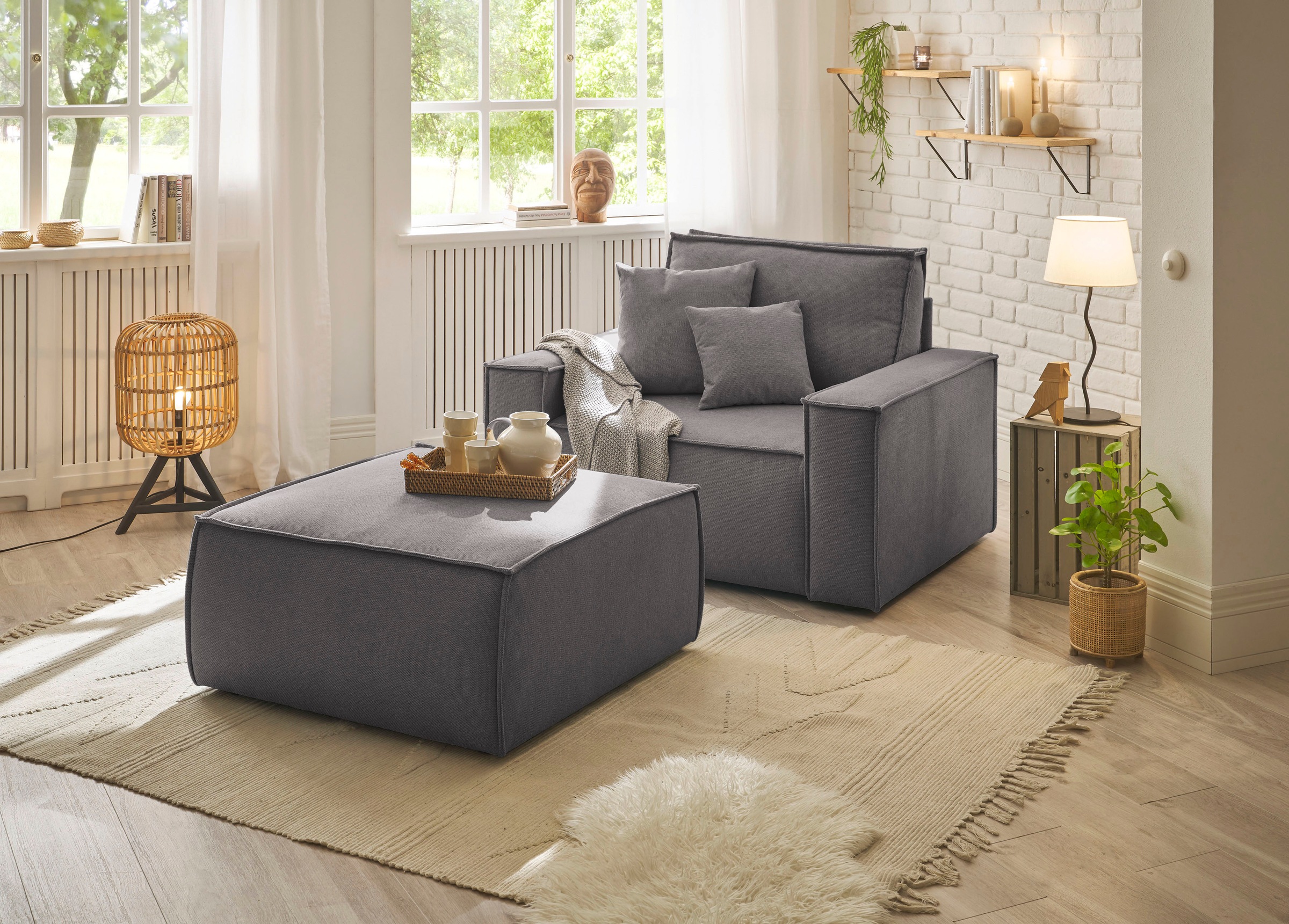 andas Loveseat »Finnley«, (2 St.), Loveseat und Hocker im Set, passend zur Polster-Serie Finnley