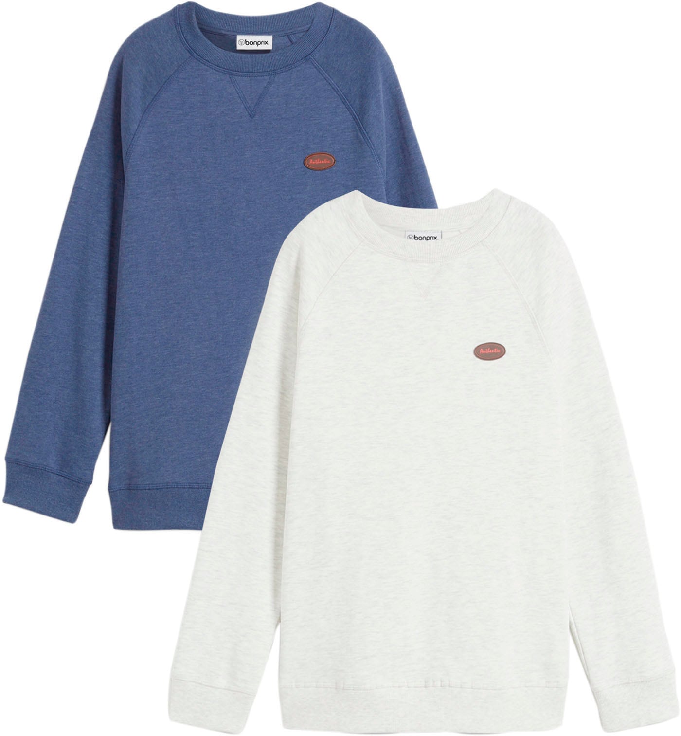 bonprix Sweatshirt, 2 Stk. bequeme Passform, hüftbedeckende Länge, mit Rund günstig online kaufen