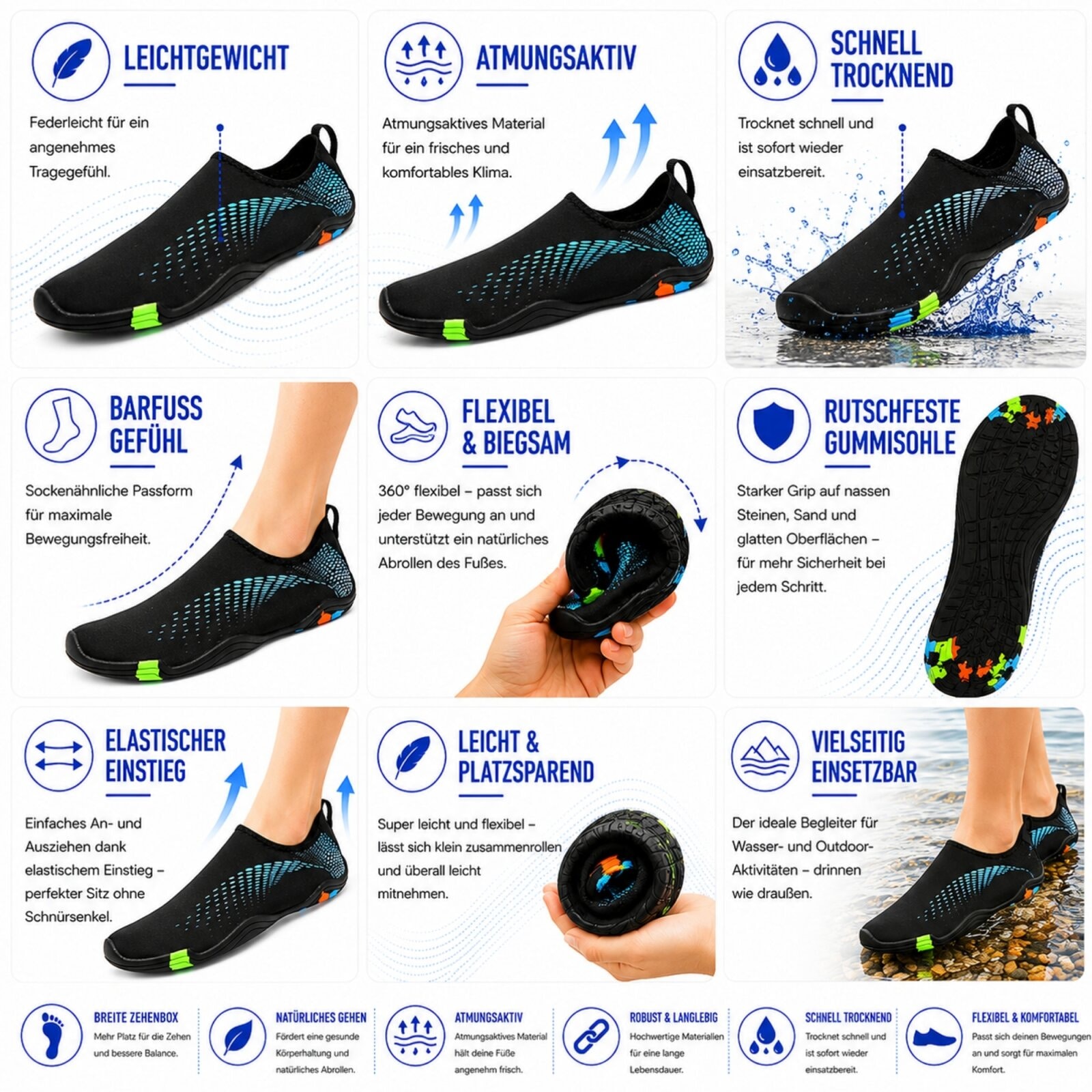 DOTALES Aquaschuh »Aquaflex Barfuß-Wasserschuhe, Badeschuhe Damen & Herren«  Minimalschuhe