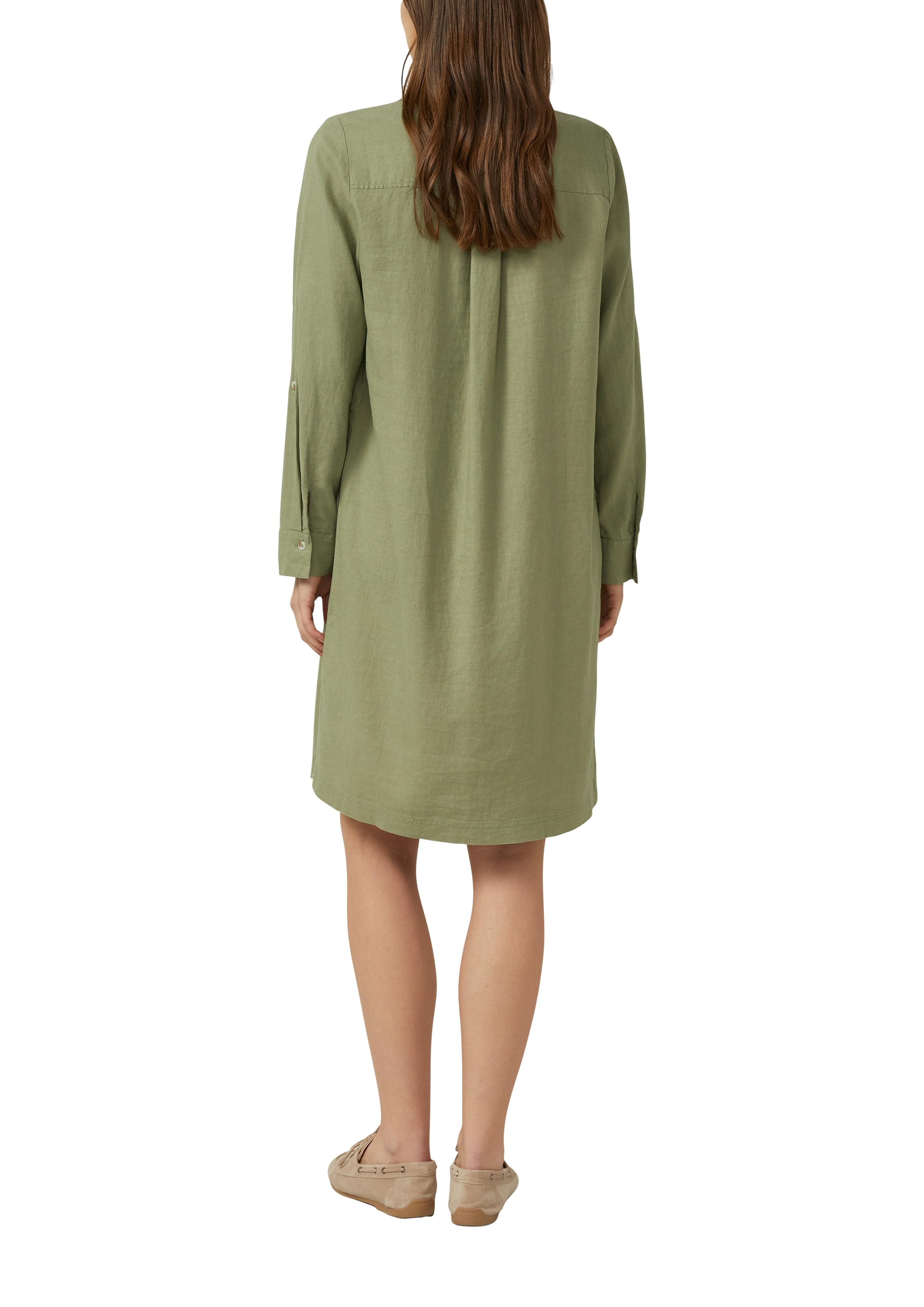 s.Oliver Hemdblusenkleid Ohne Tasche luftiger Leinenmix, V-Ausschnitt, bequeme Passform