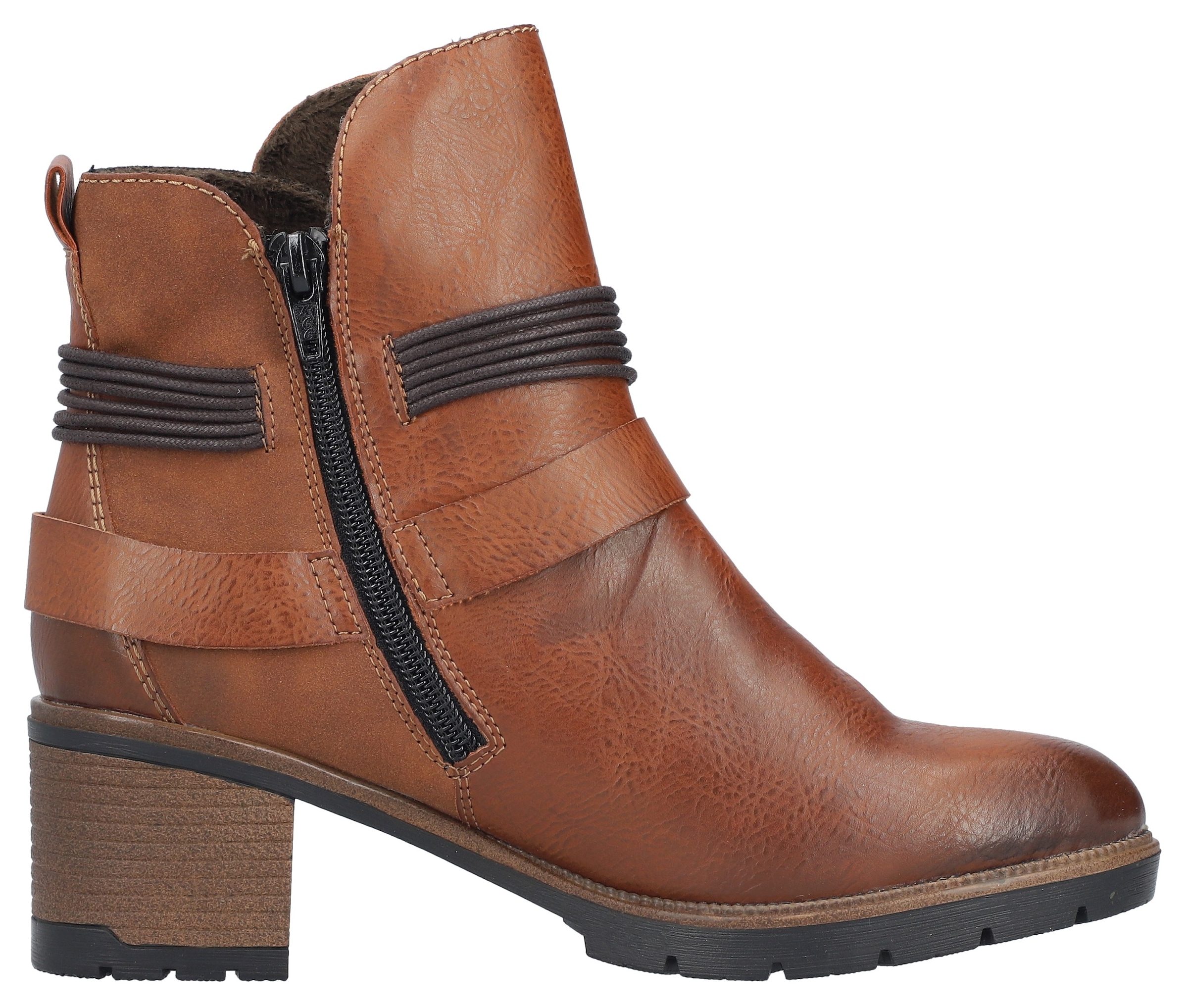 Rieker Stiefelette, Boots, Blockabsatz, Zierbänder, in Used-Optik