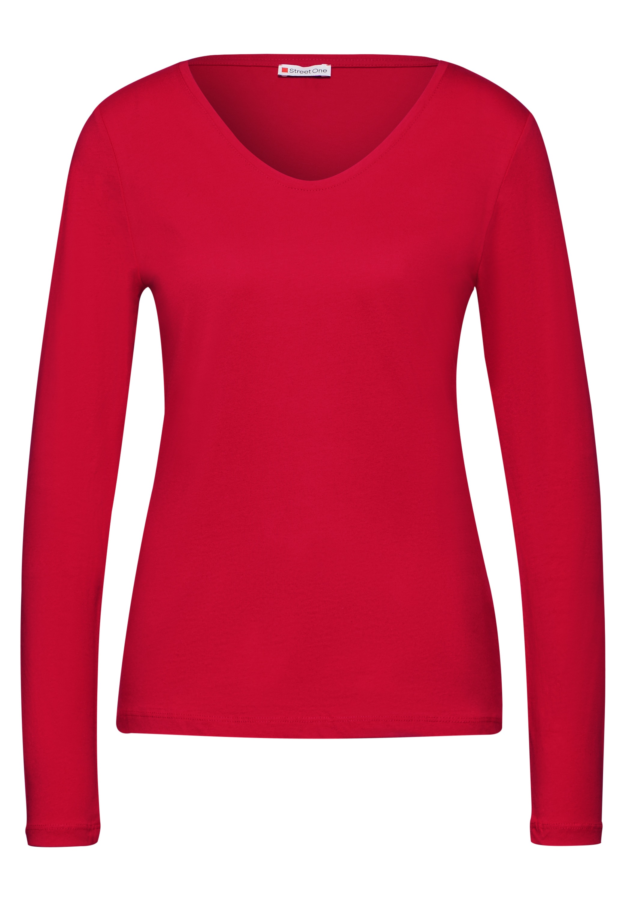 STREET ONE Langarmshirt, mit abgerundetem V-Ausschnitt