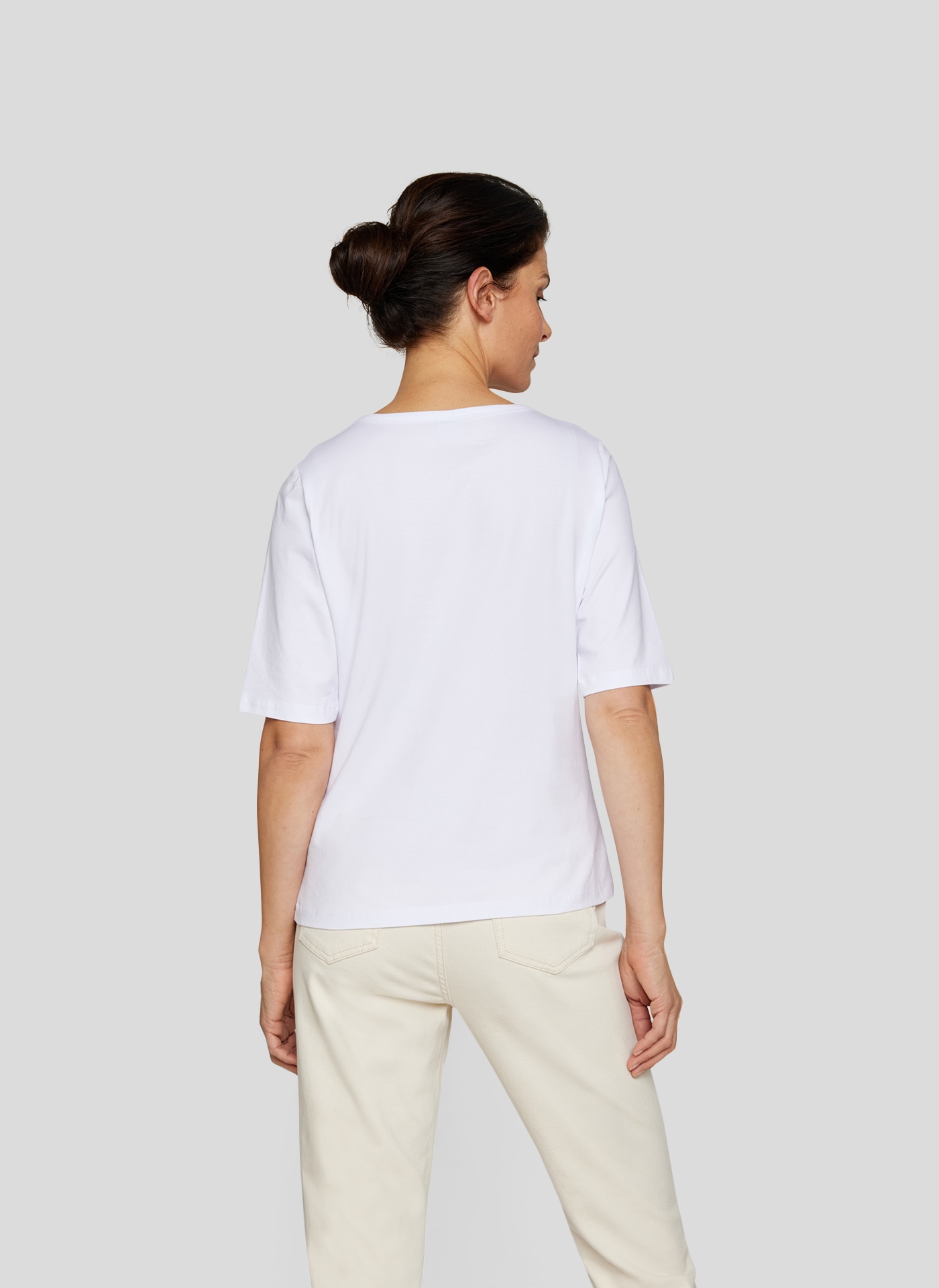 Rabe Rundhalsshirt, mit Glitzer-Print und Stretch