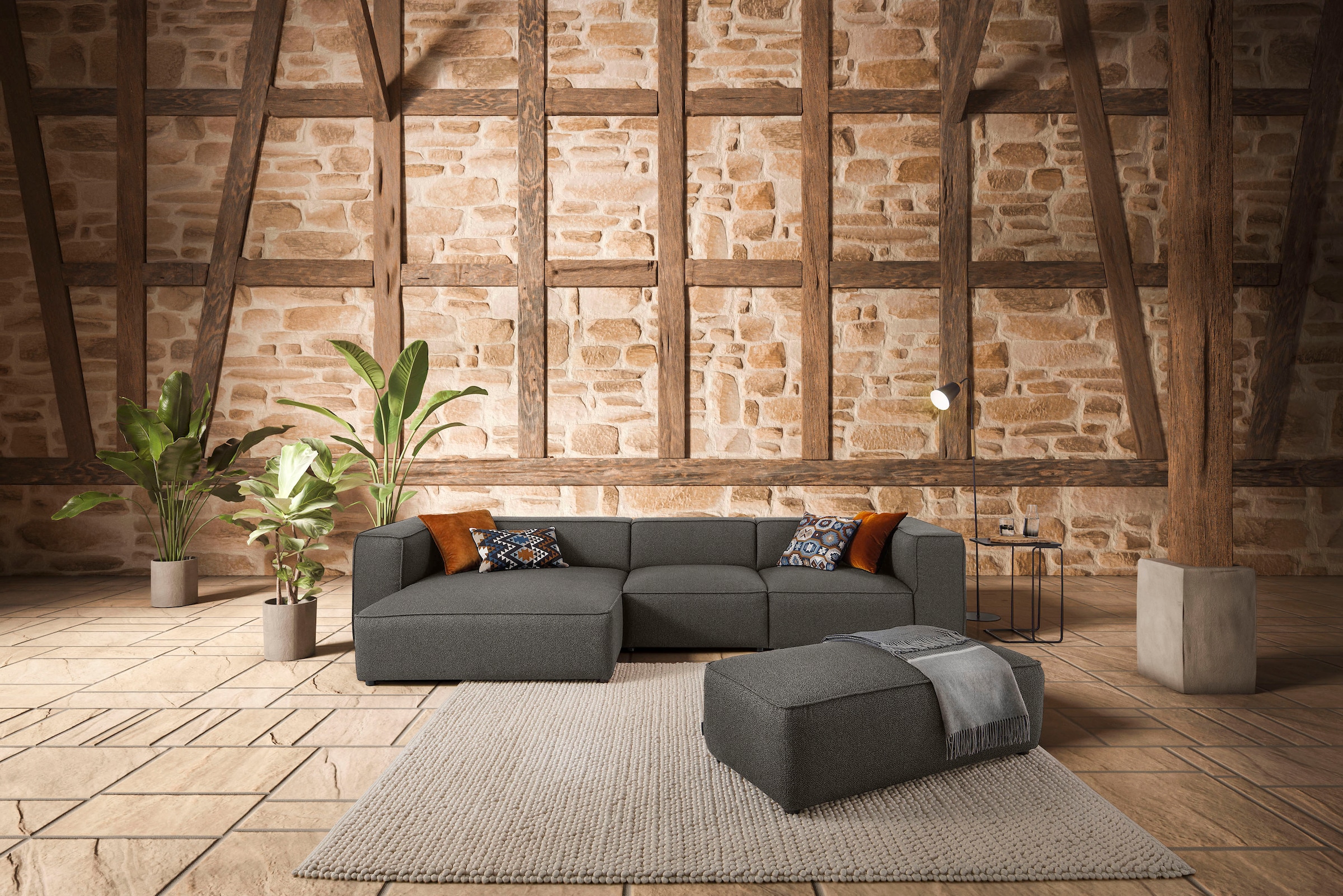 W.SCHILLIG Ecksofa "around-the-block Mega Sofa, viel Platz und hoher Sitzkomfort, L-Form" mit eleganter Biese, mit Federkern, Breite 341 cm