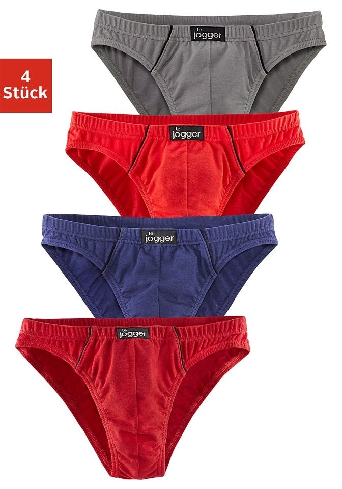 le jogger Slip "Minislip", (Packung, 4 St.), knappe Form, schöne Farben mit kontrastfarbenen Pipings