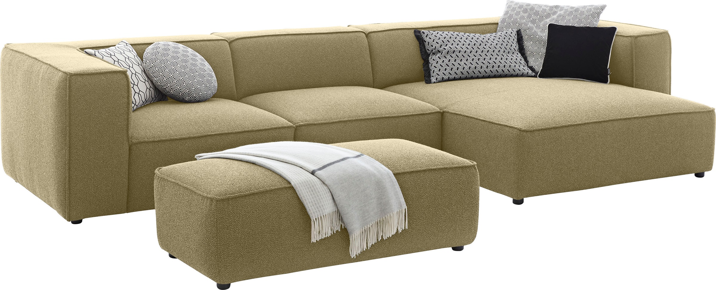 W.SCHILLIG Ecksofa »around-the-block«, mit eleganter Biese, mit Federkern, Breite 341 cm