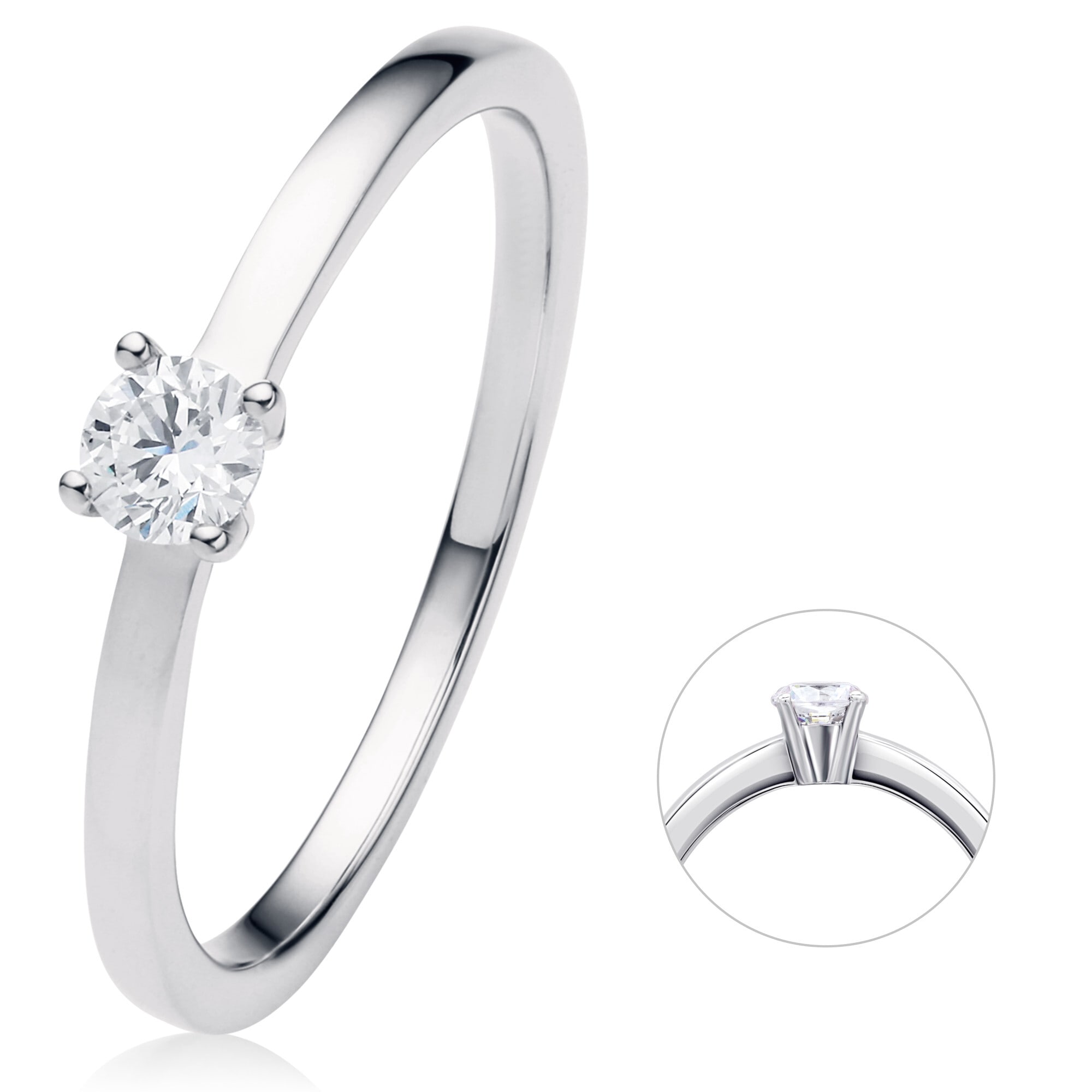 Diamantring »0.2 ct Diamant Brillant Ring aus 950 Platin«, Damen Platin Schmuck