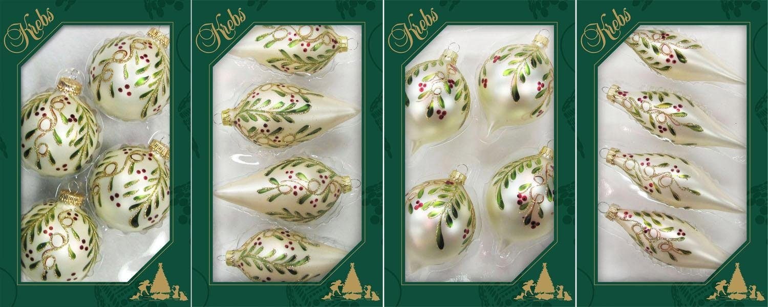 Krebs Glas Lauscha Christbaumschmuck »Kugel, Tropfen, Olive, Zwiebel, Weihnachtsdeko, Christbaumschmuck«, (Set, 16 tlg.), handdekoriert