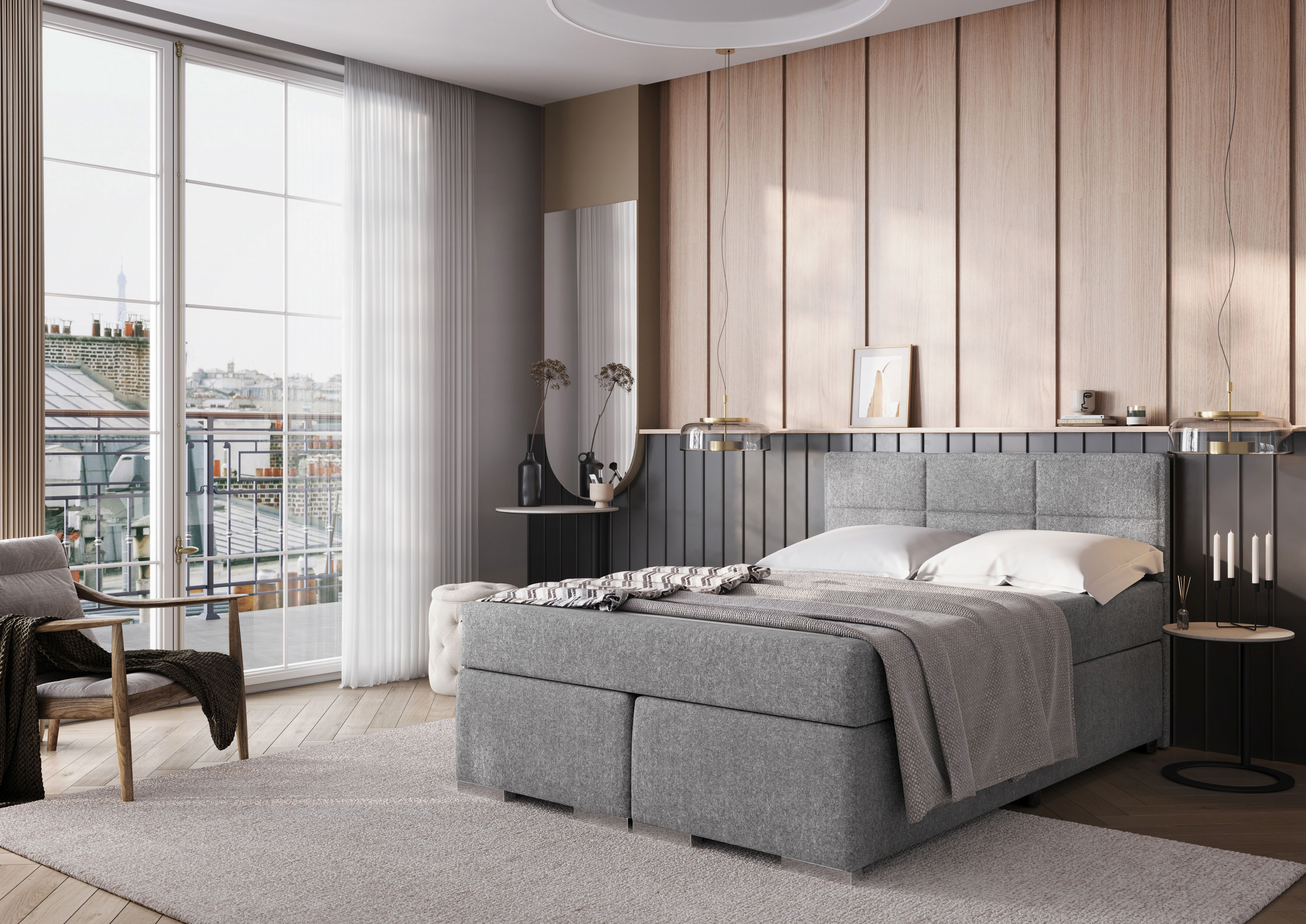 FORTE Boxspringbett "ONE erhältlich in den Breiten 140cm, 160cm & 180cm" Bezugsstoff ist tierfreundlich und pflegeleicht