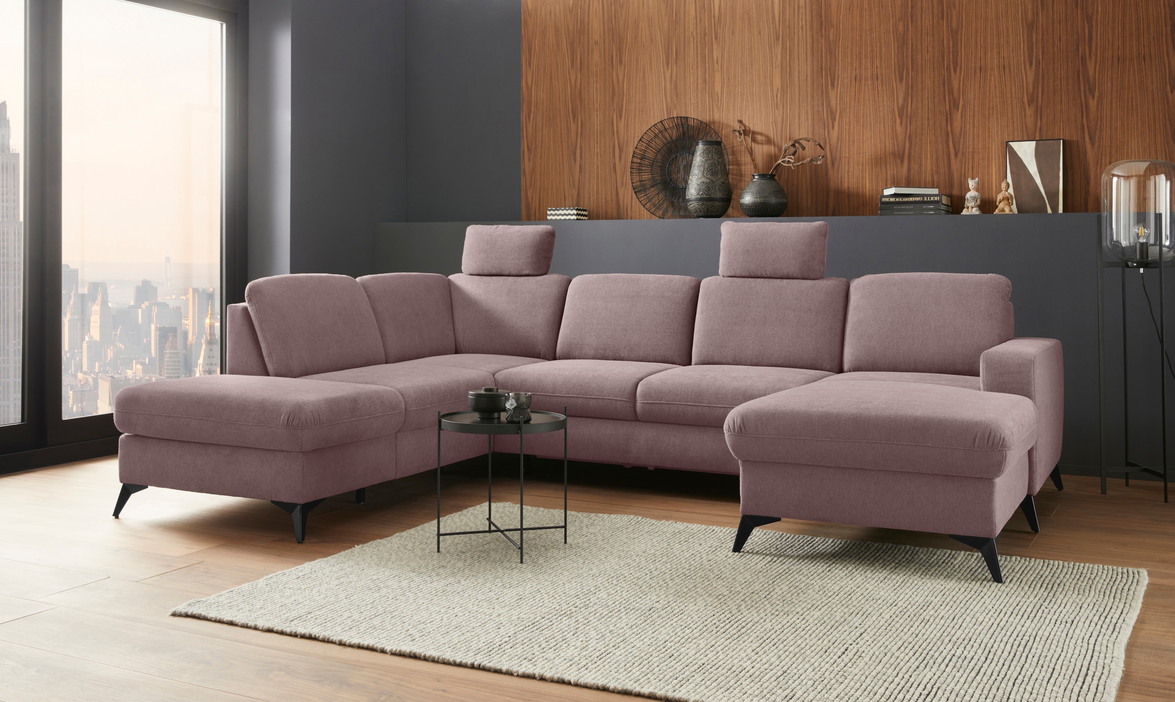 Home affaire Wohnlandschaft "Lolland U-Form" Wahlweise mit Bettfunktion und günstig online kaufen