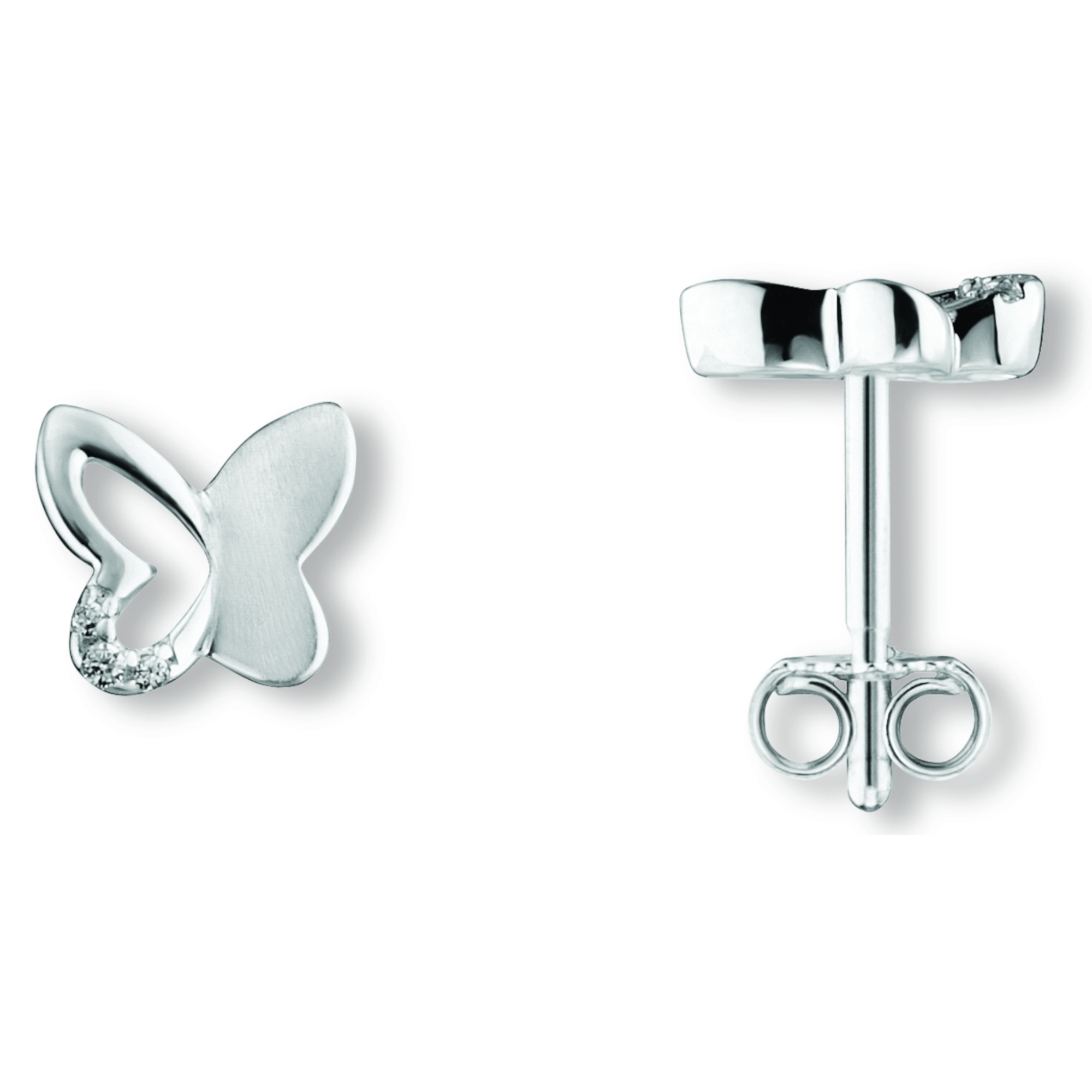 Paar Ohrhänger ONE ELEMENT "Zirkonia Schmetterling Ohrringe Ohrstecker aus 925 Silber", silber, Ohrringe, Damen, Kinder, Silber 925 (Sterlingsilber), Kleines Statement – persönlich, stilvoll, alltagstauglich