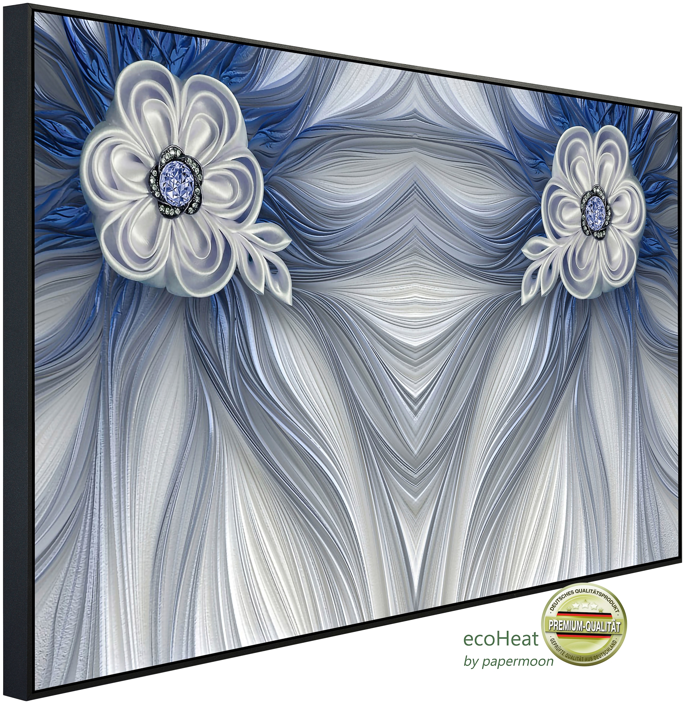 Papermoon Infrarotheizung »Muster mit Blumen blau«, sehr angenehme Strahlungswärme