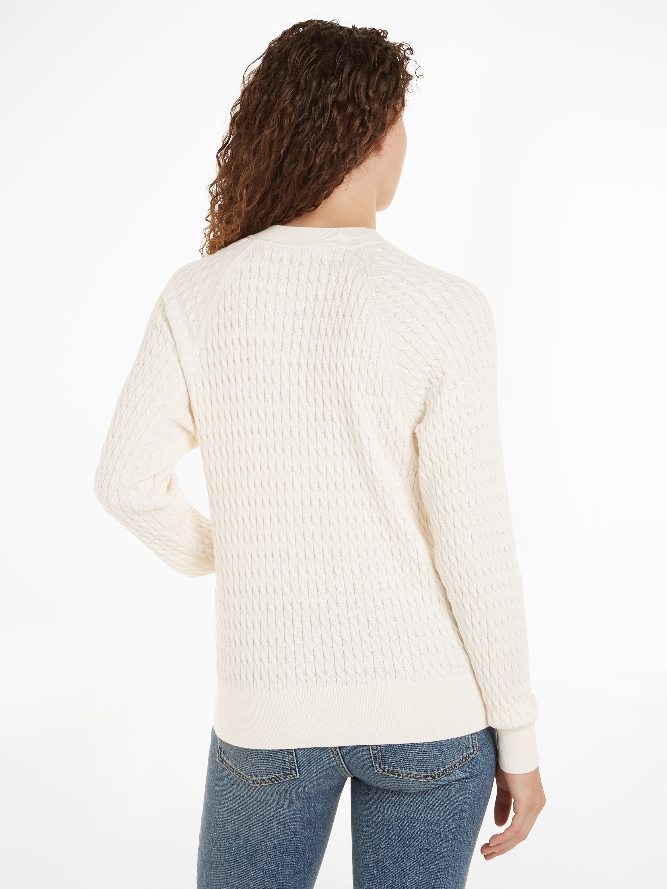 Tommy Hilfiger Rundhalspullover »CO CABLE C-NK SWEATER«, mit Zopfmuster