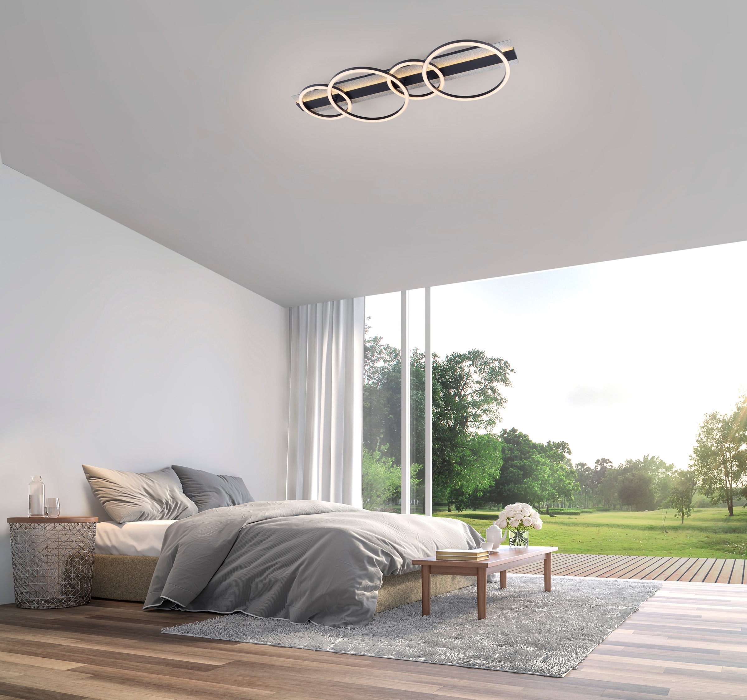 JUST LIGHT LED Deckenleuchte »Deckenleuchte CICHIO« LED-Board 1 Stk. Silber Glitzer, schwarz matt strukturiert, schwarz-chrom mittig