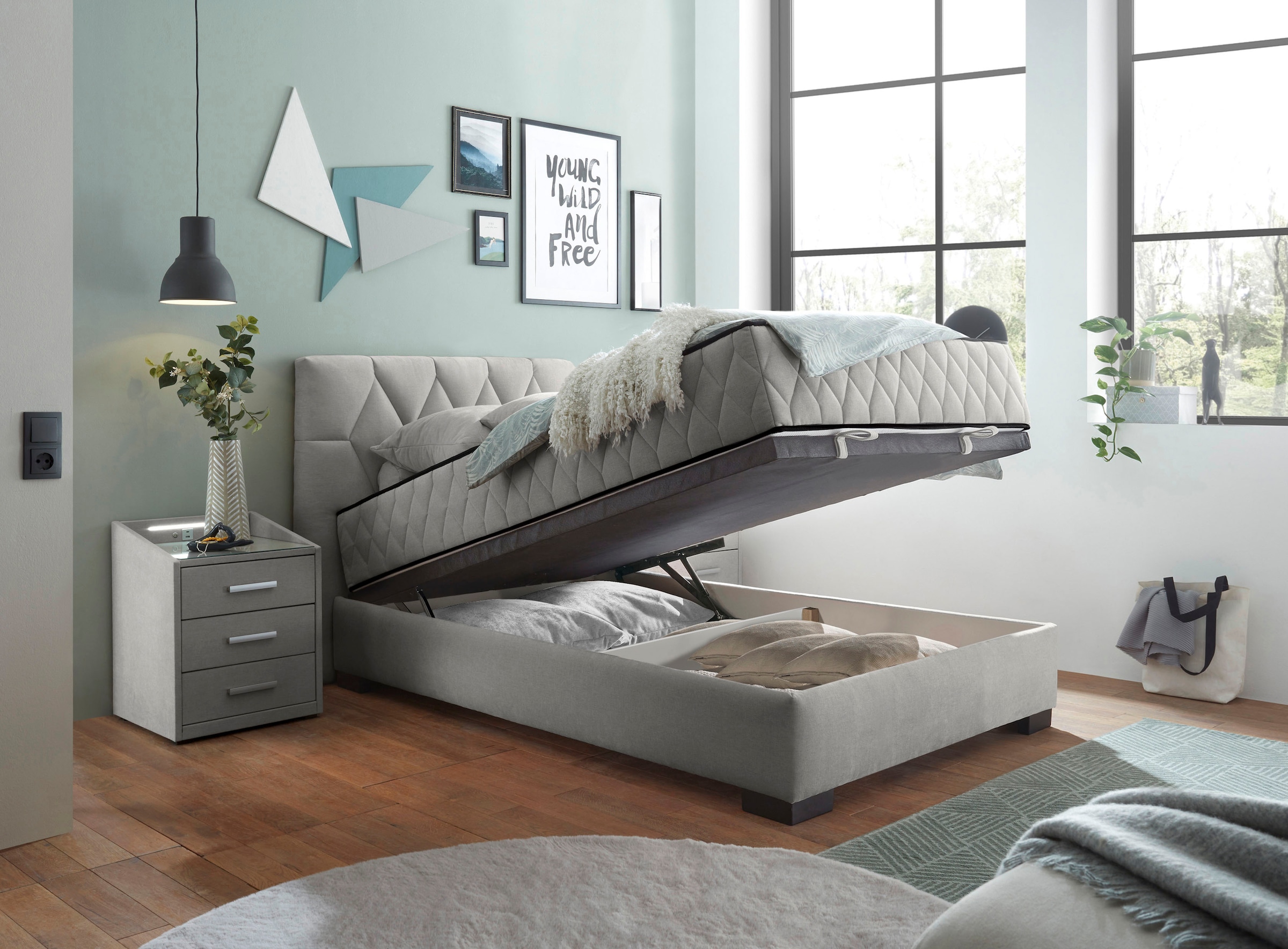 ED EXCITING DESIGN Boxbett »Nagol« mit Bettkasten, mit Wendematratze, erhältlich in verschiedenen Breiten