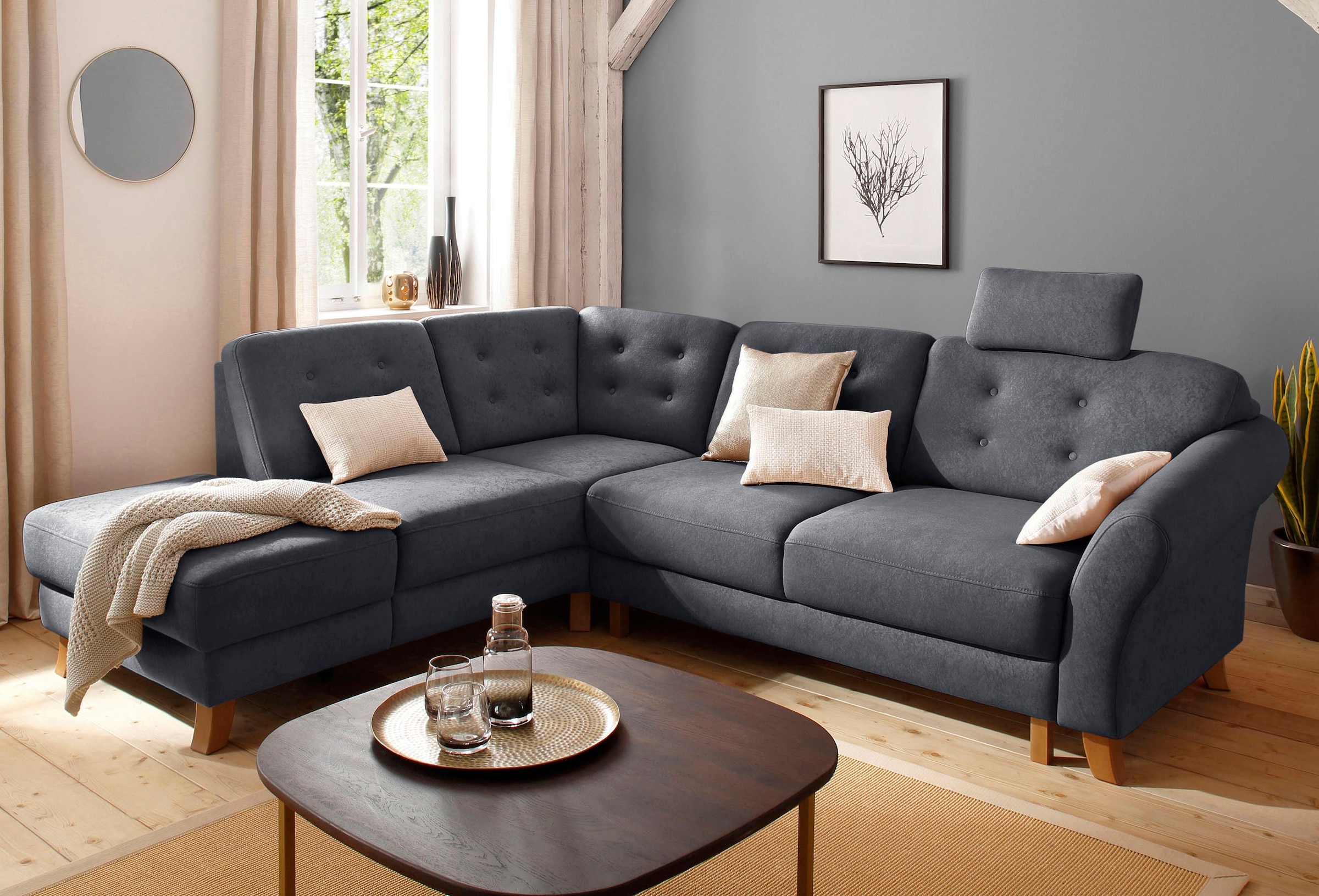 OTTO home Ecksofa "Trondheim L-Form, B: 260 cm, Federkern, Komfortsitz" mit Schlaffunktion, optional mit Stauraum, Eckcouch frei stellbar