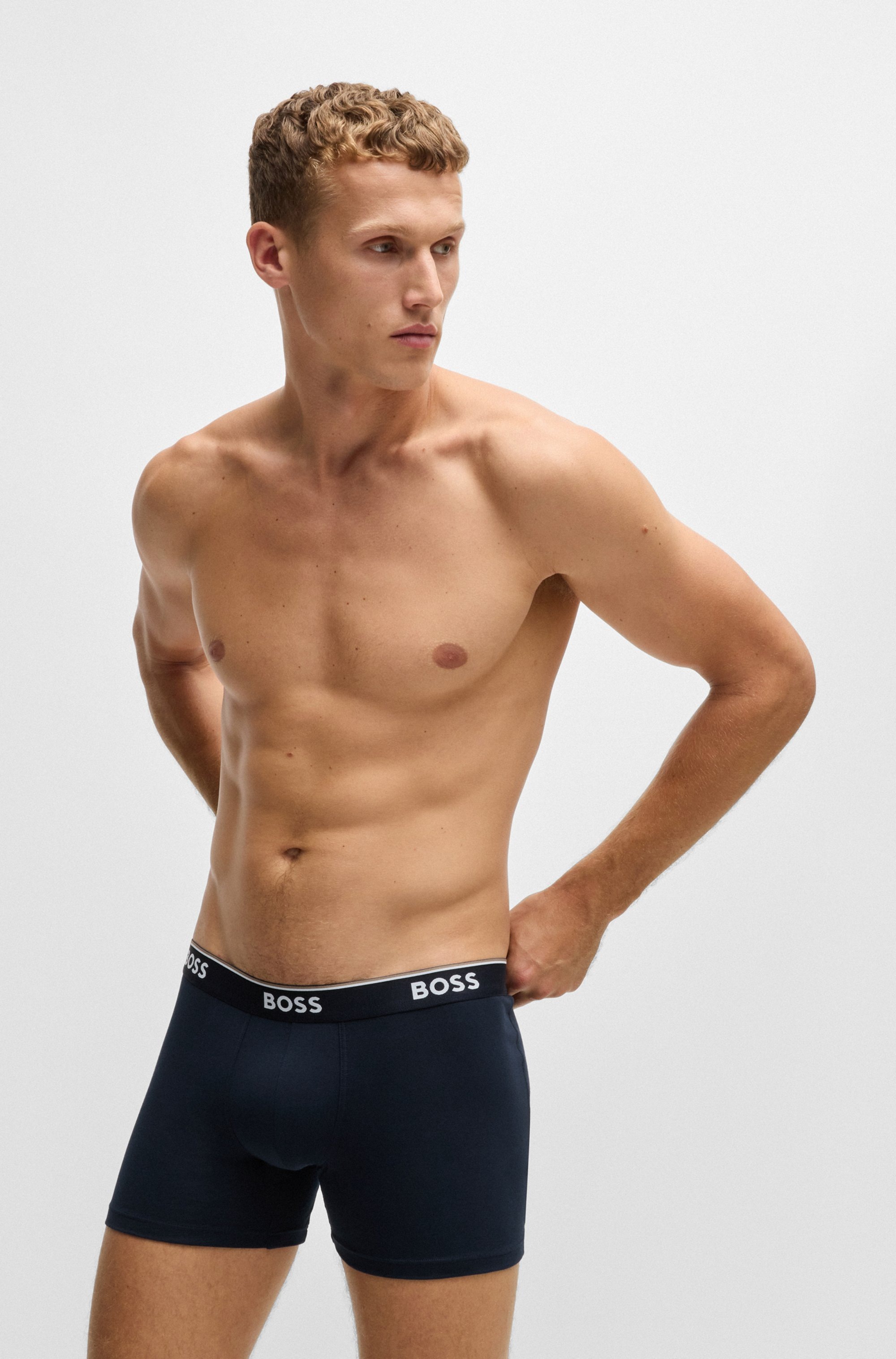 BOSS Langer Boxer »Brief 3 PACK«, mit farblich passendem Webbund