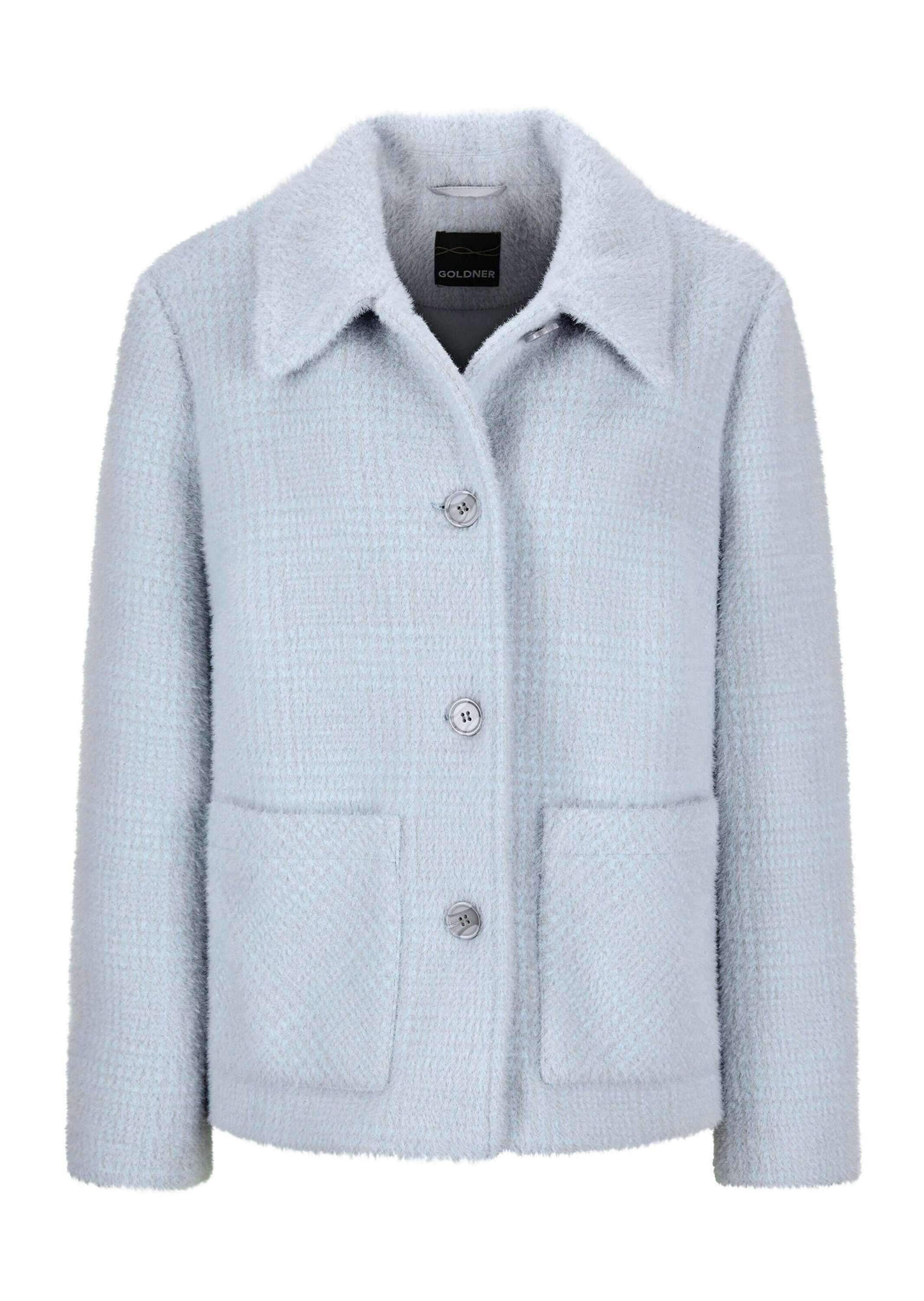 GOLDNER "Kurzgröße Flauschige Winterjacke mit Hemdkragen" Mit farbharmonischem Karo
