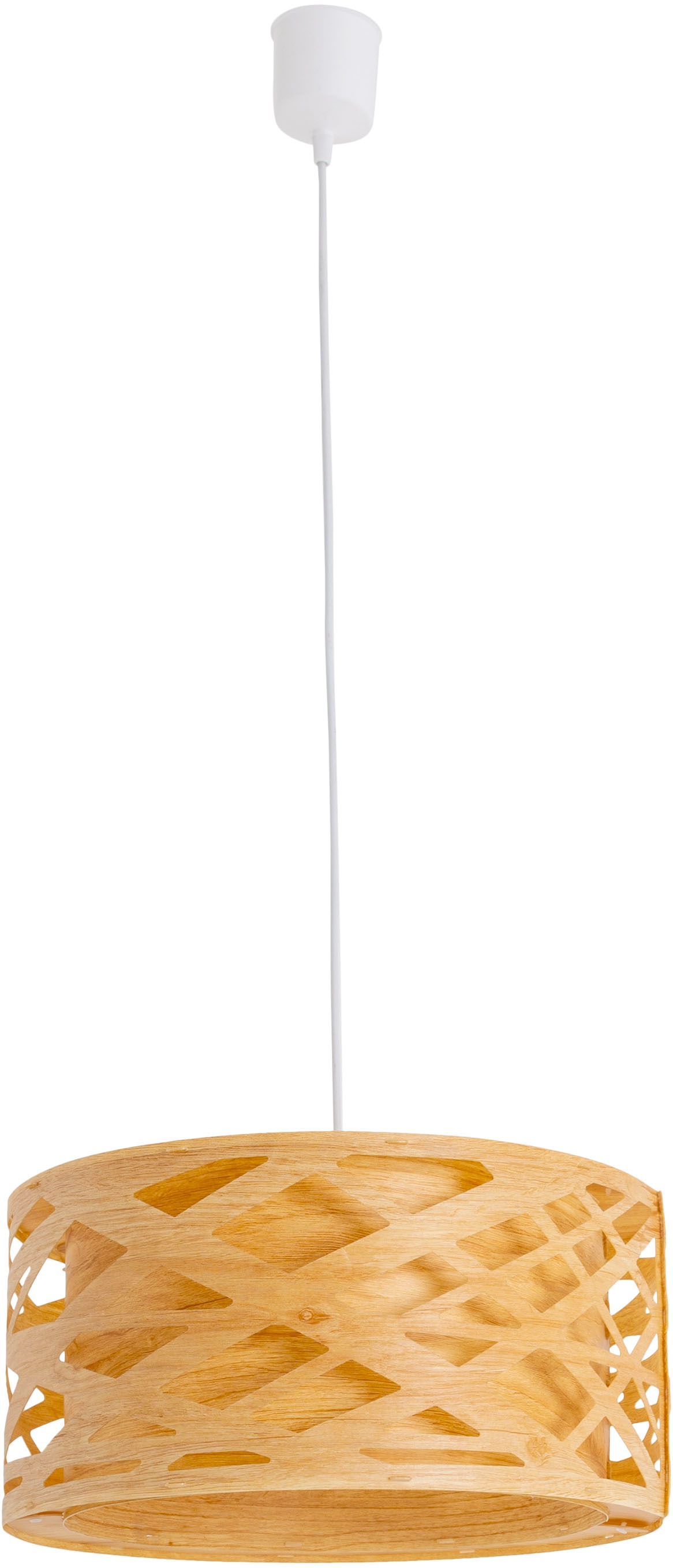 näve Pendelleuchte »Finja« E27 1 Stk. rund D: 40 cm, Holzimitat, mehrschichtig durchbrochen, 1x E27 exkl.