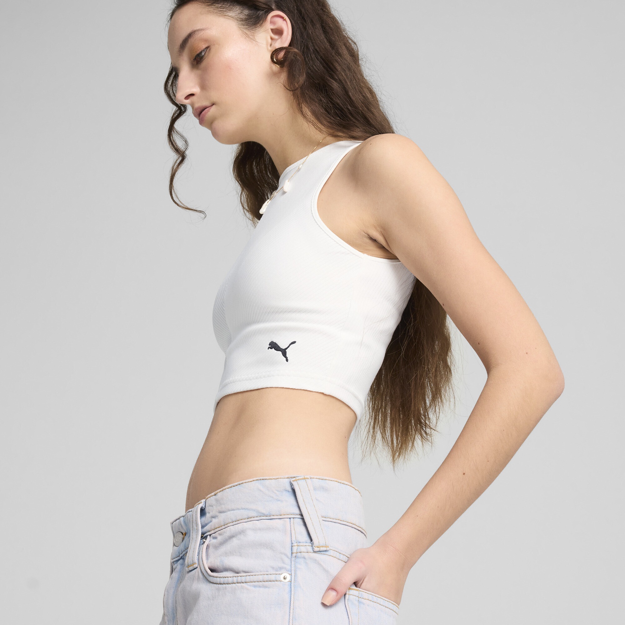PUMA T-Shirt »WARDROBE ESS Geripptes Crop-Top Damen«