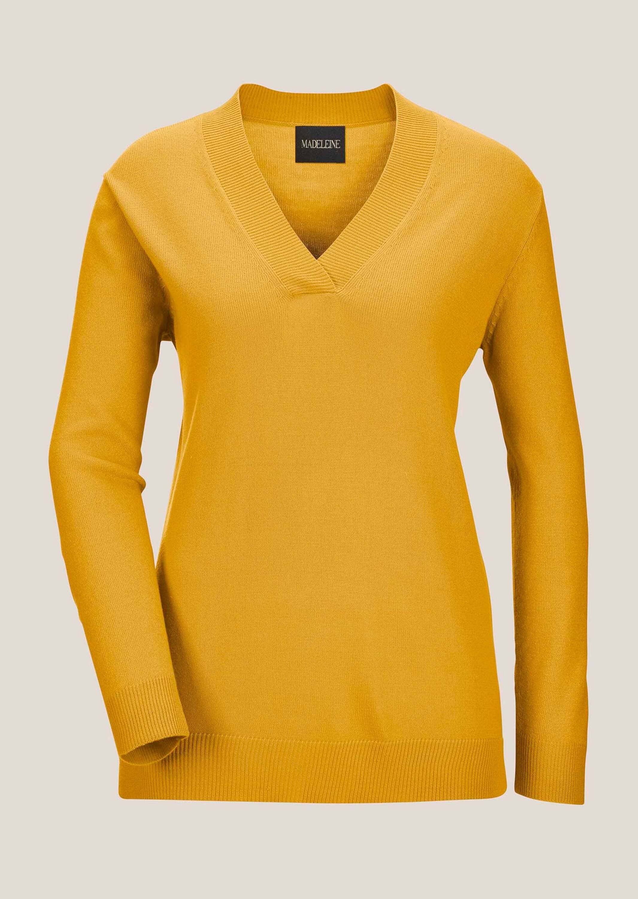 MADELEINE Longpullover "Pullover Glattstrick-Pullover mit V-Ausschnitt" günstig online kaufen