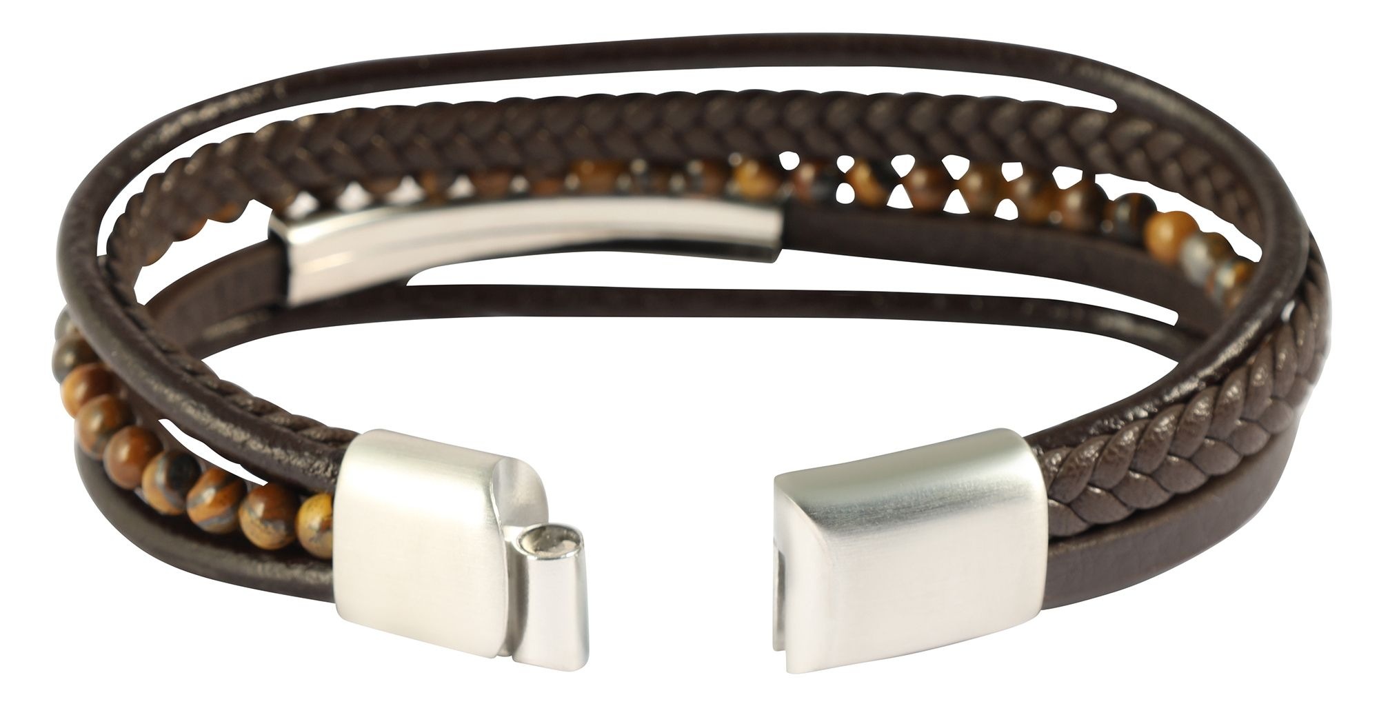 Adelia´s Armband »Herren Armband – Lederarmband aus Leder mit Tigerauge 19 cm« Ein kleines Geschenk mit großer Wirkung