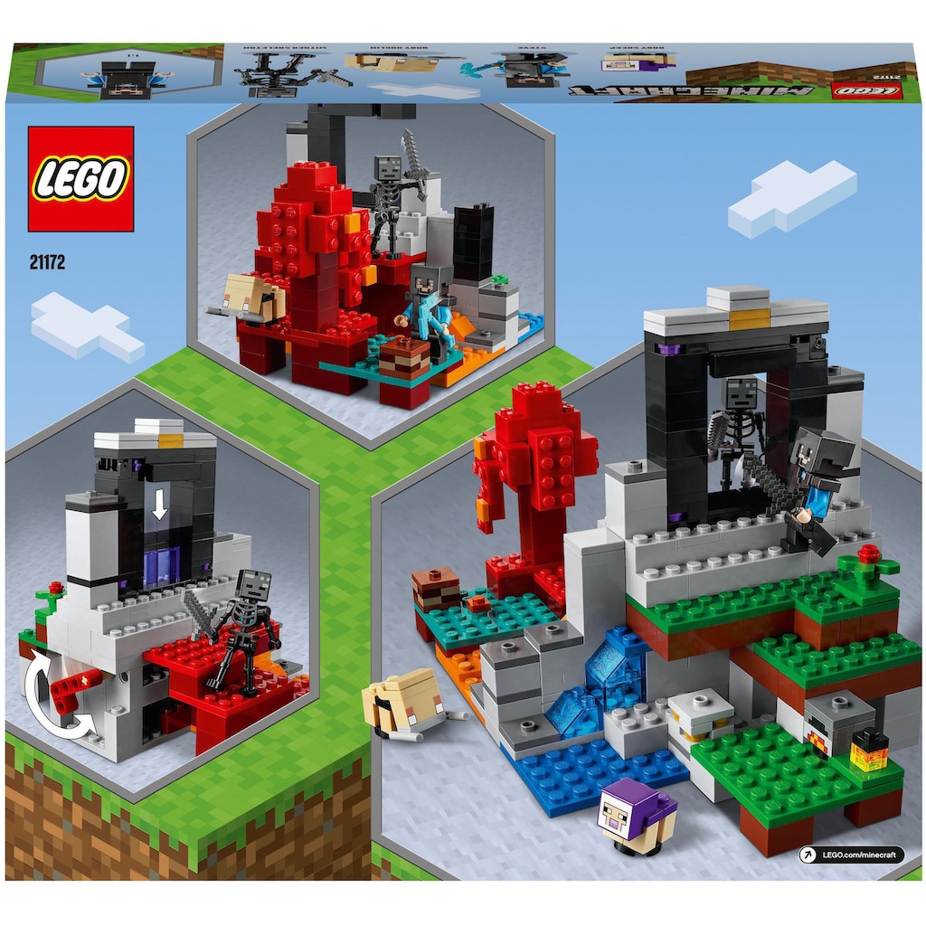 LEGO® Konstruktionsspielsteine »Das zerstörte Portal (21172), LEGO® Minecraft™«, (316 St.)