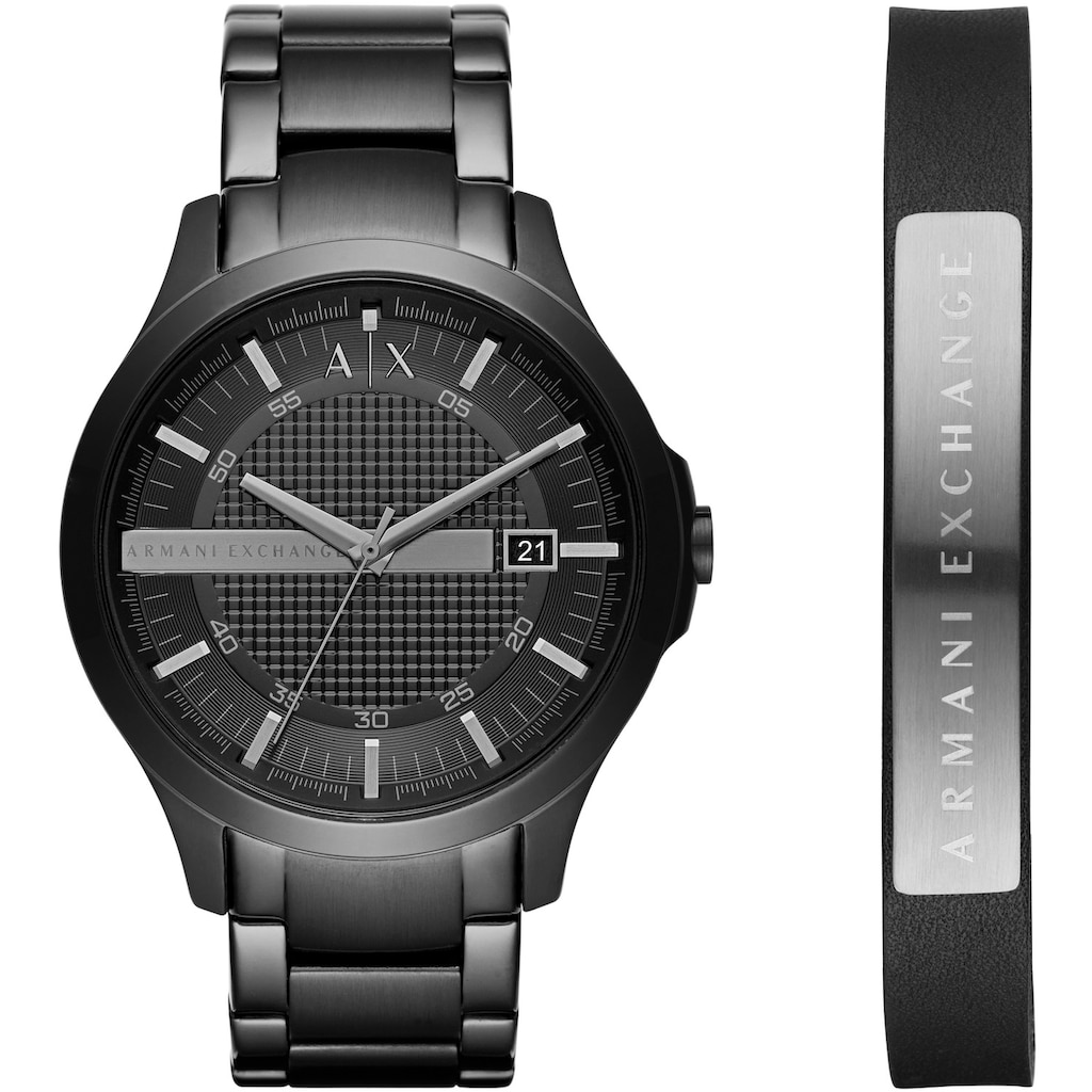 ARMANI EXCHANGE Quarzuhr »AX7101«, (Set, 2 tlg., mit Armband), Armbanduhr, Herrenuhr, ideal auch als Geschenk, Datum, analog