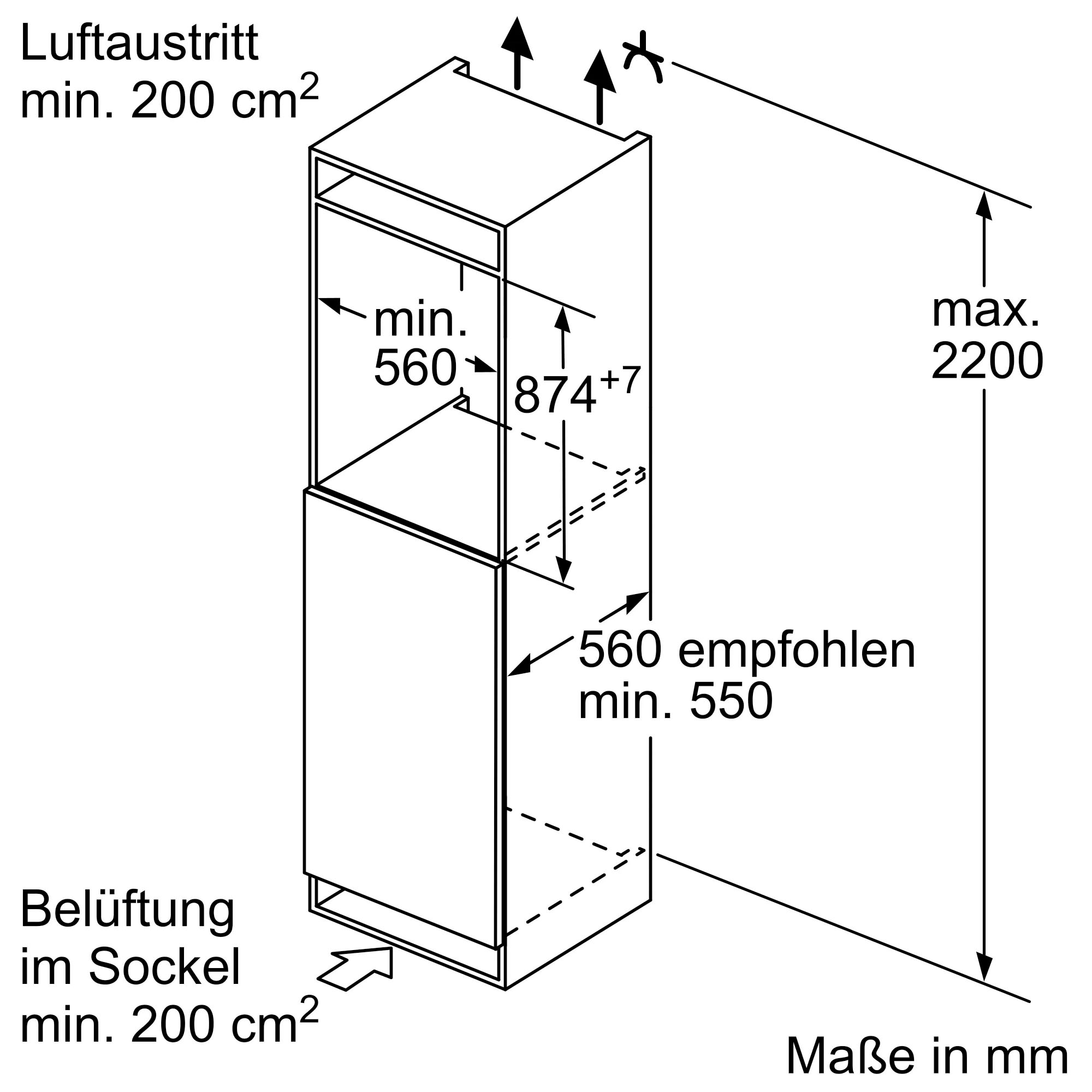 NEFF Einbaukühlschrank »KI2222FE0«, KI2222FE0, 87,4 cm hoch, 56 cm breit, Fresh Safe: Schublade für flexible Lagerung von Obst & Gemüse