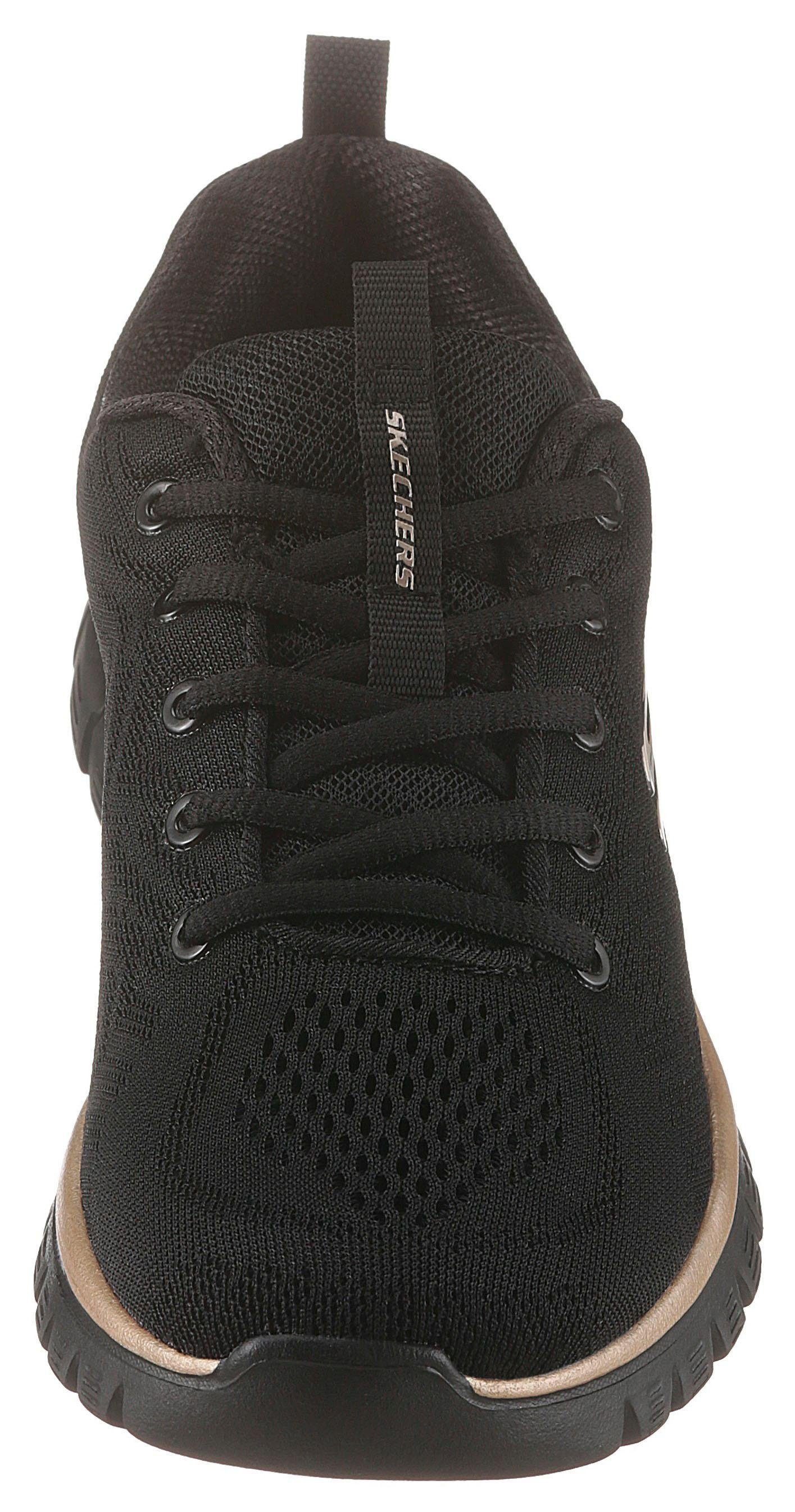 Sneaker SKECHERS "Graceful - Get Connected", Damen, Gr. 42, gold (schwarz, rose gold), Textil, Schuhe Sneaker, Freizeitschuh, Halbschuh, Schnürschuh für die Maschinenwäsche geeignet, Topseller 3