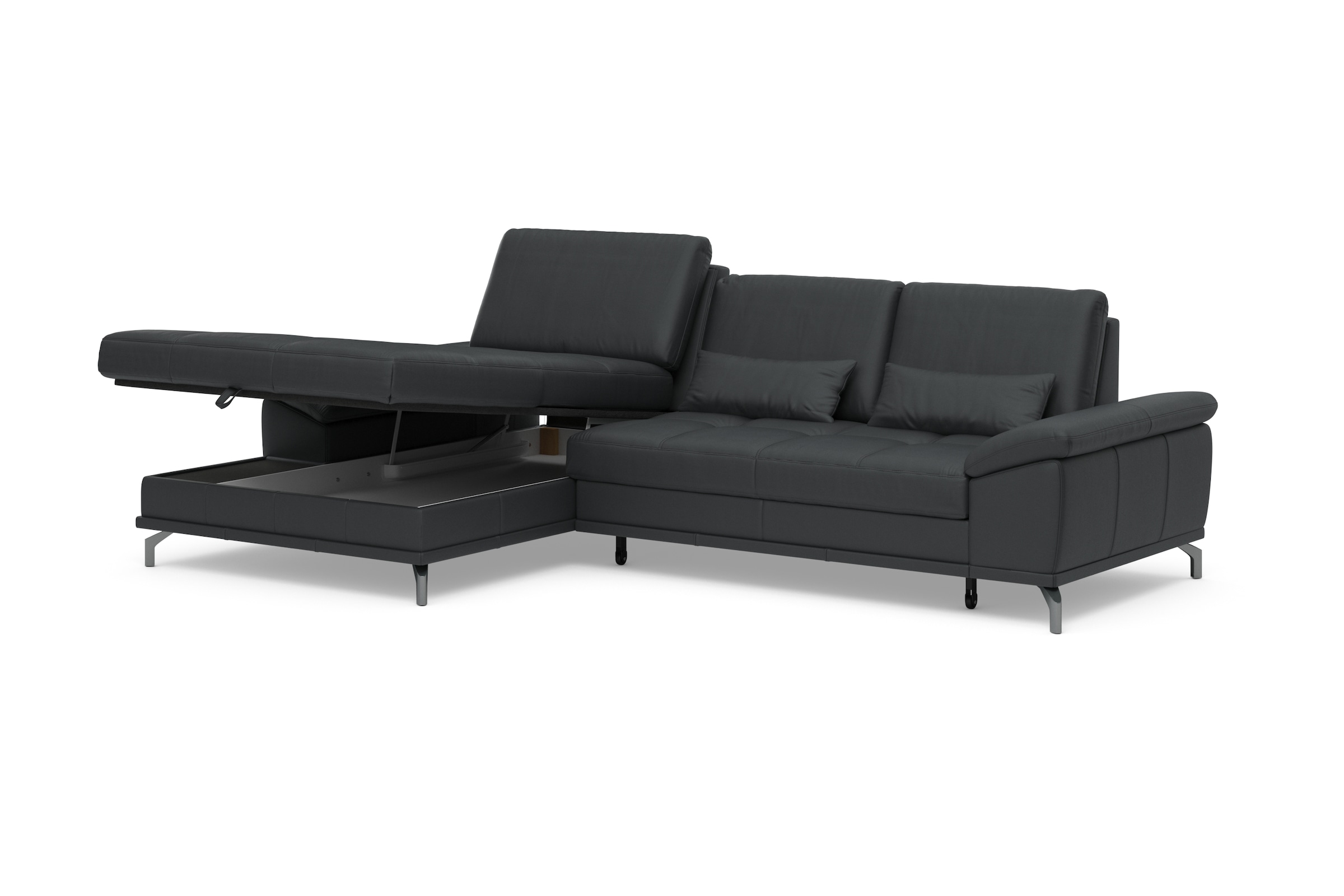 Places of Style Ecksofa Costello, mit Sitztiefenverstellung und Armlehnfunktion, incl. 3 Nierenkissen